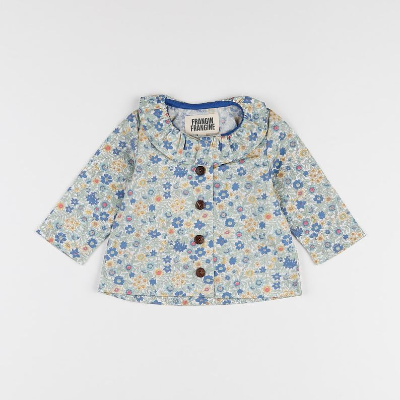 Frangin Frangine - blouse fleurs vertes - 6/9 mois