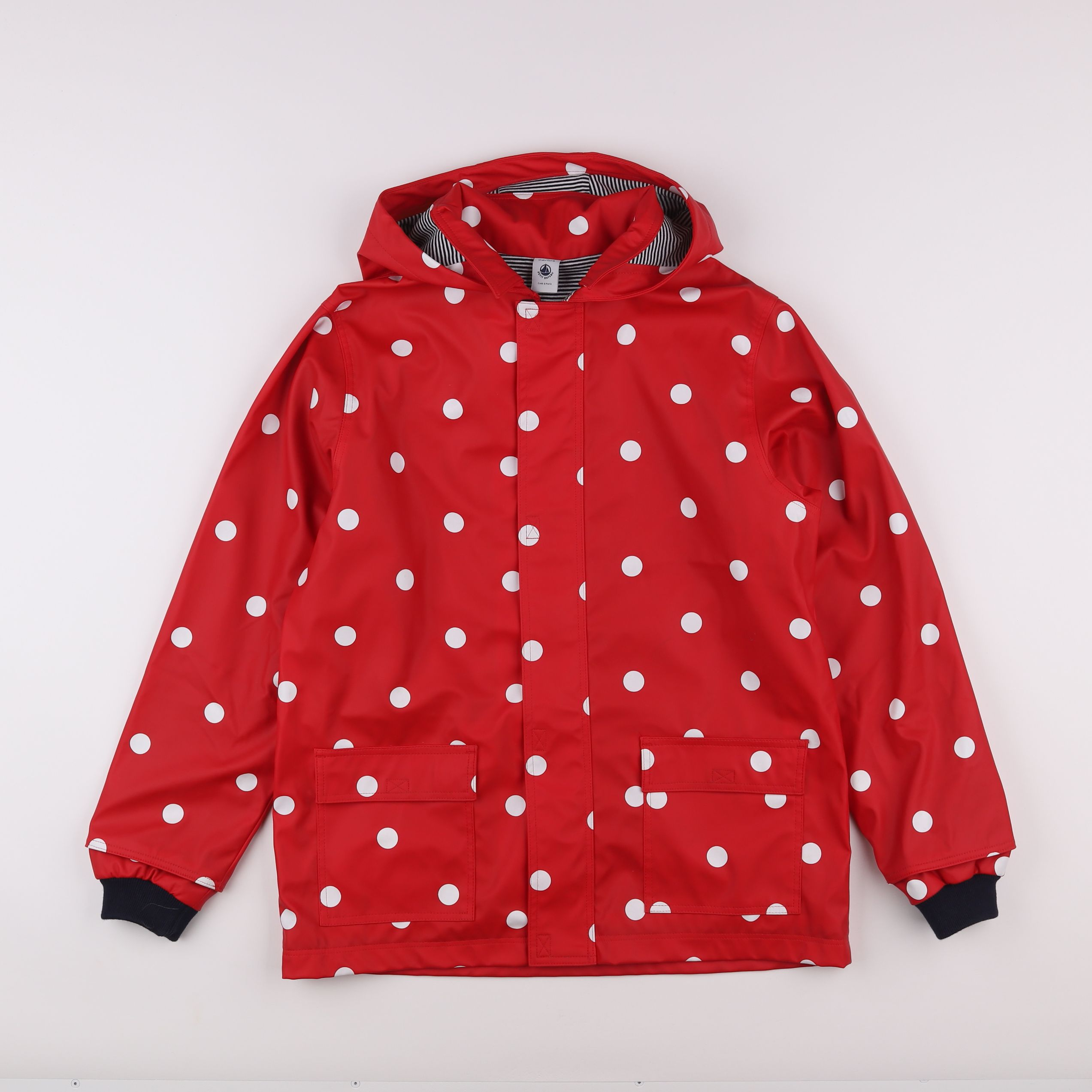 Petit Bateau - imperméable rouge, blanc - 12 ans