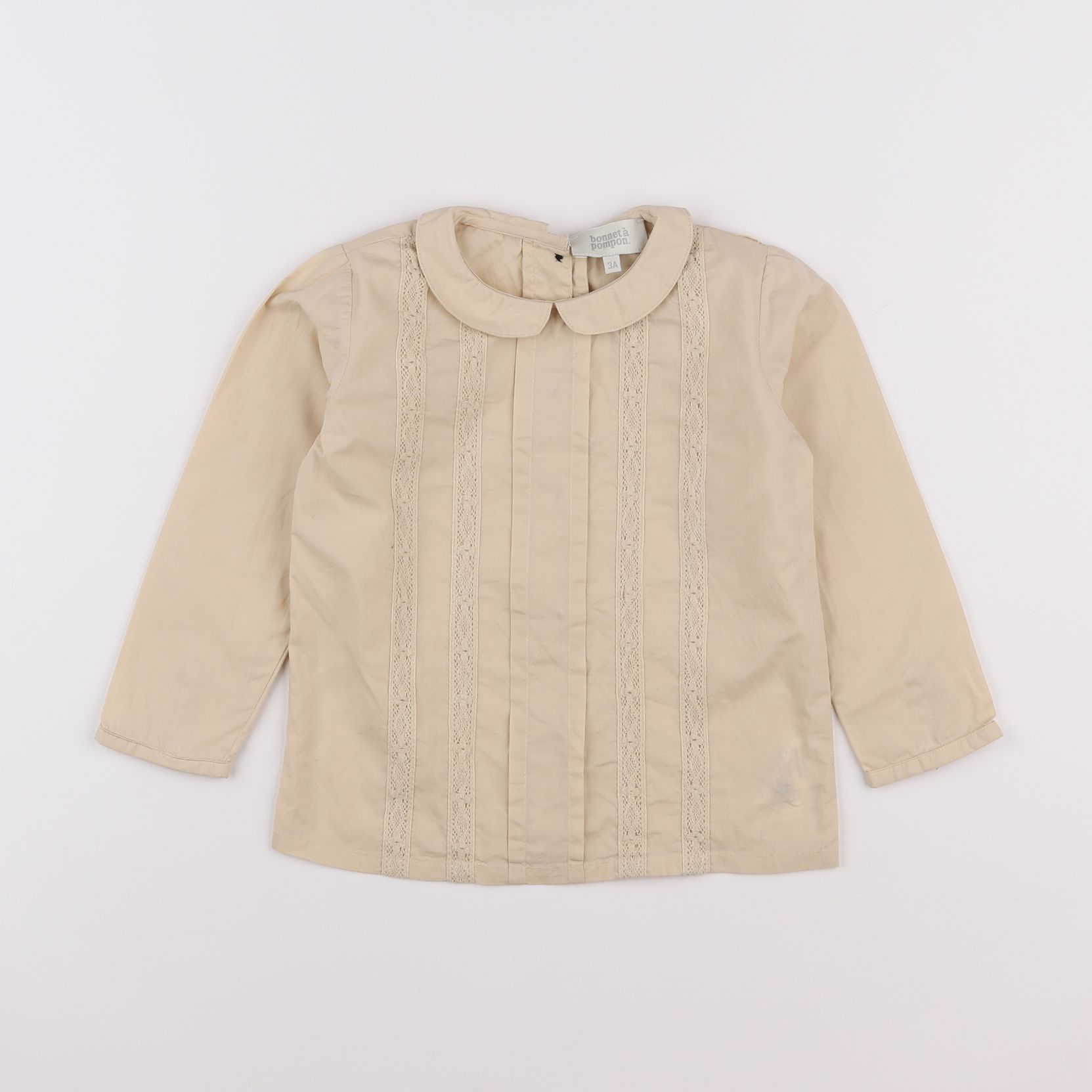 Bonnet à Pompon - blouse beige - 3 ans