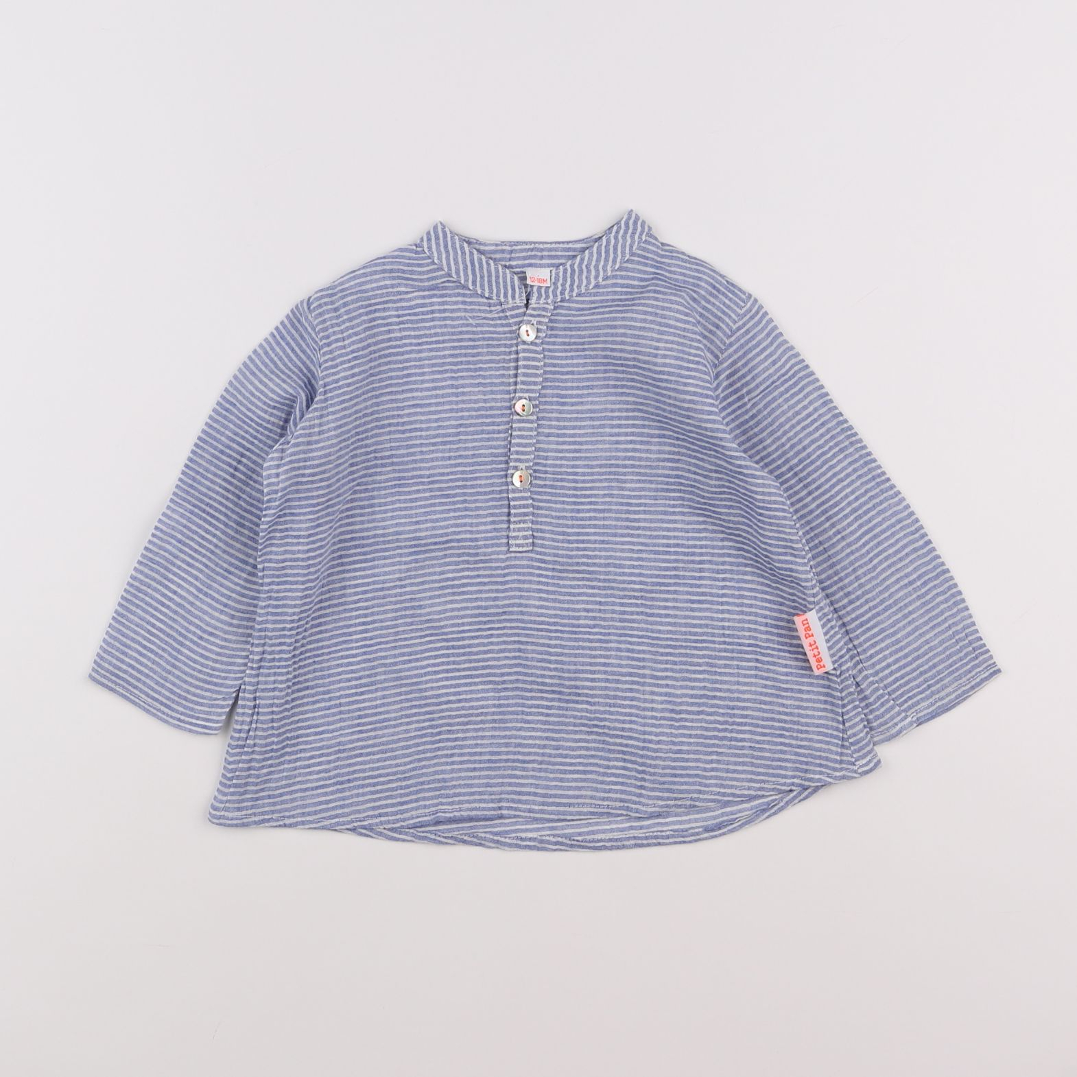 Petit Pan - chemise bleu, blanc - 12/18 mois