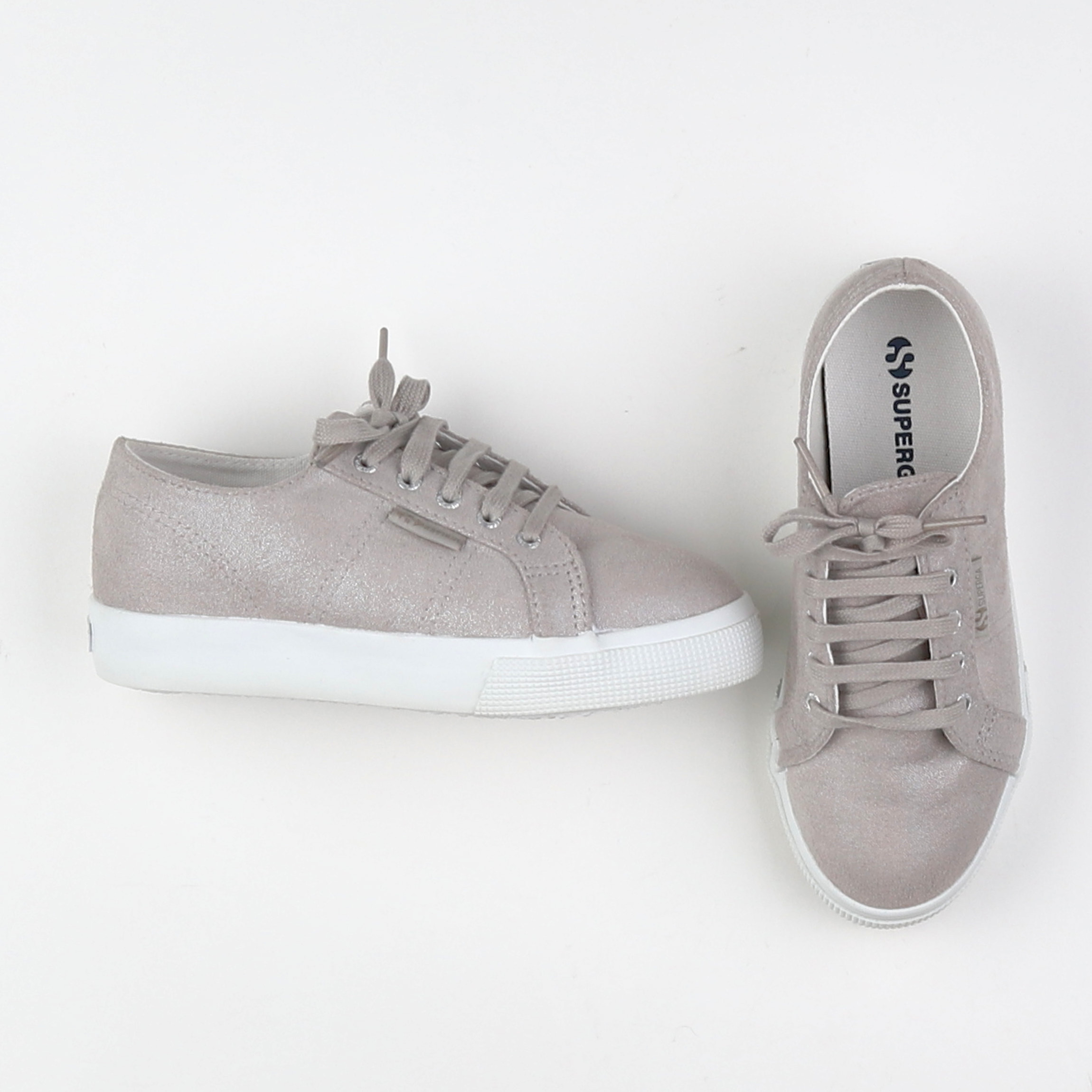 Superga - tennis à scratch/ lacets gris, argent (neuf) - pointure 32