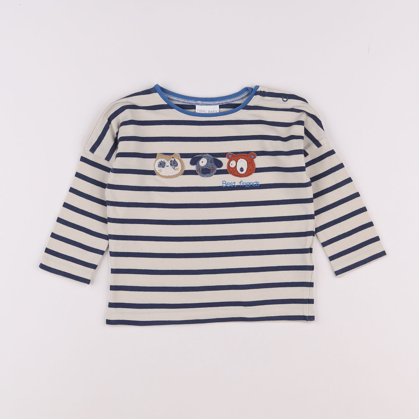 Next - tee-shirt beige, bleu - 6/9 mois