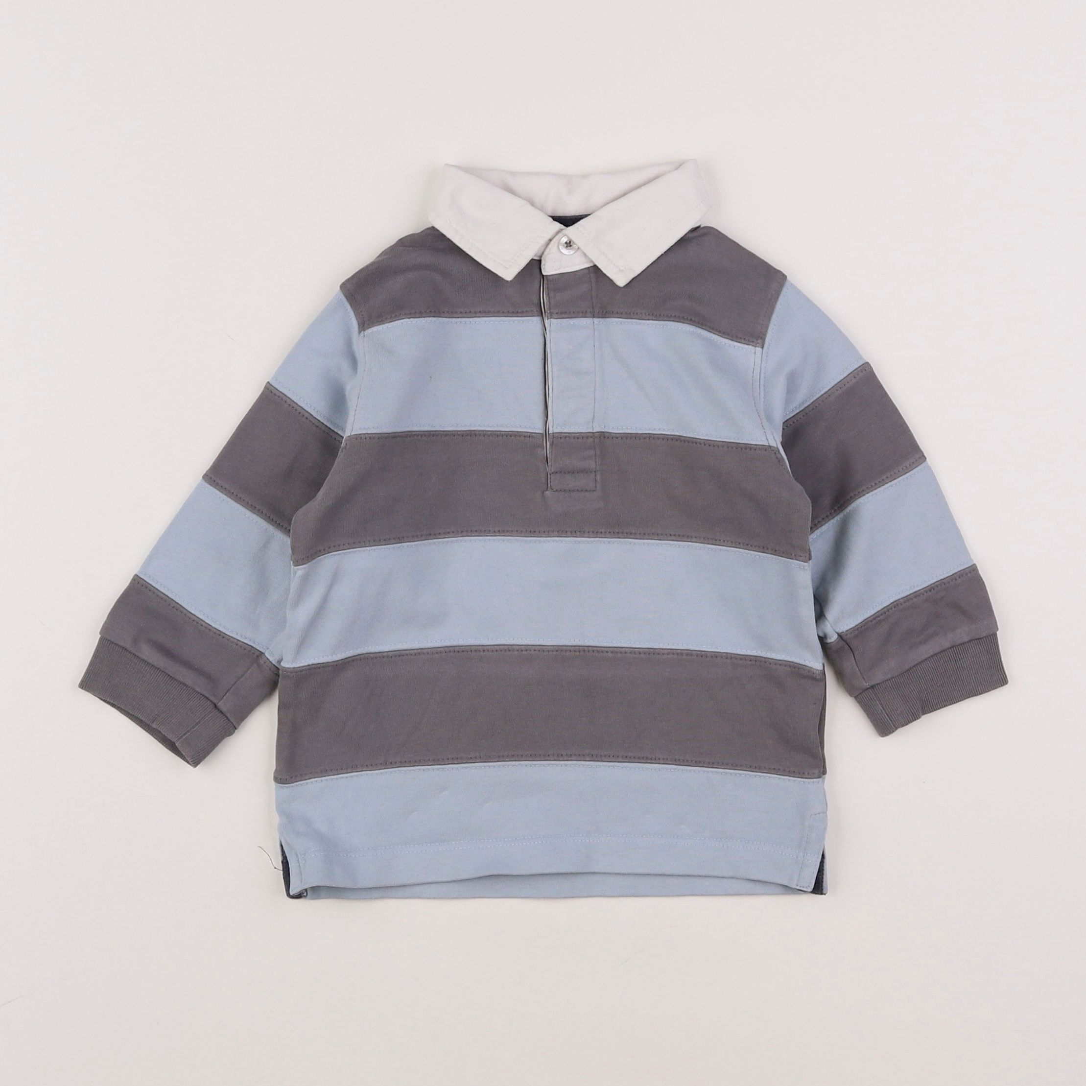 Boutchou - polo bleu, gris - 12 mois