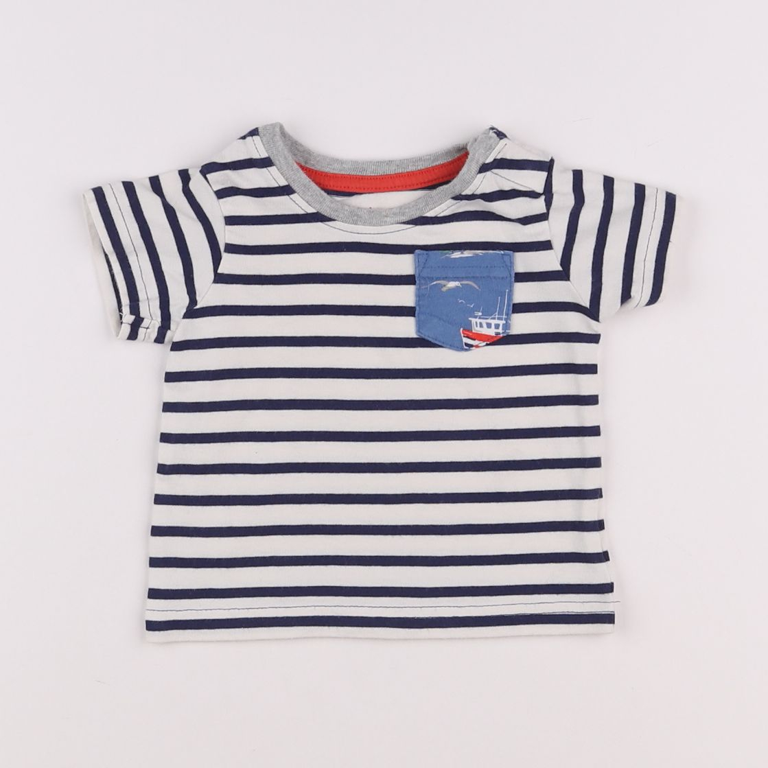 Baby Boden - tee-shirt blanc, bleu - 3/6 mois