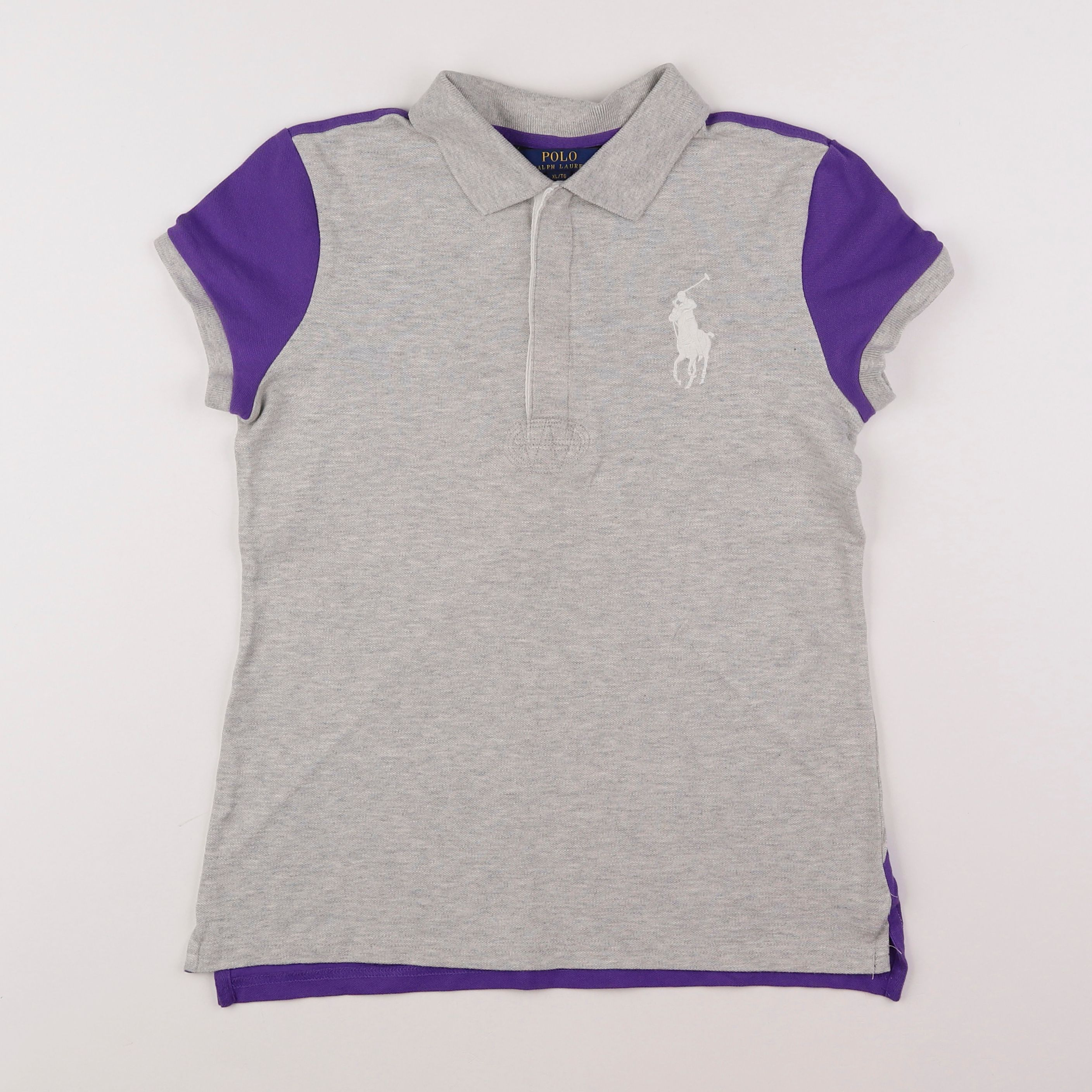 Ralph Lauren - polo gris, violet - 16 ans