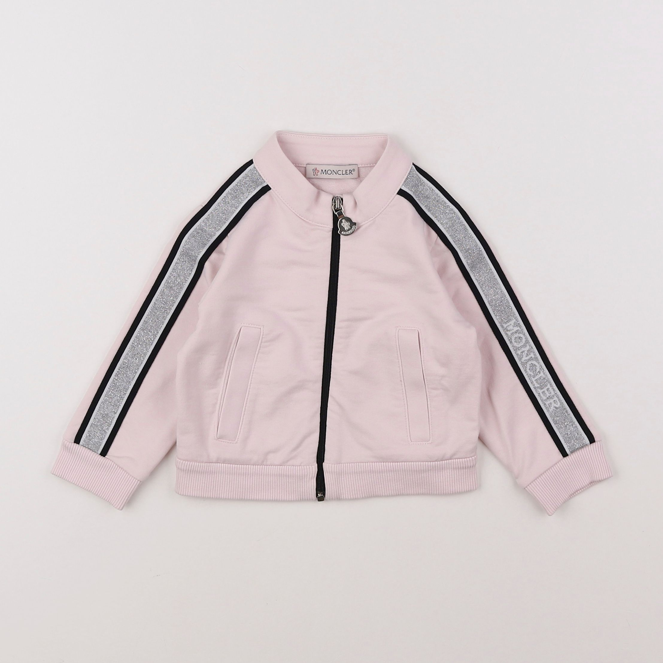 Moncler - sweat argent, rose - 9/12 mois