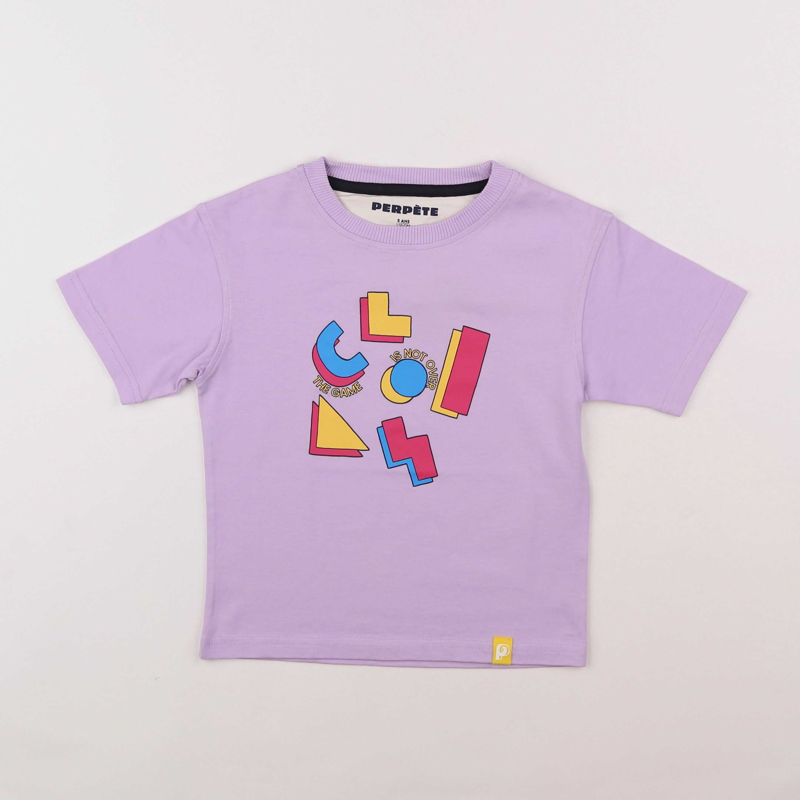 Perpète - tee-shirt Tetris lavande clair - 4 ans