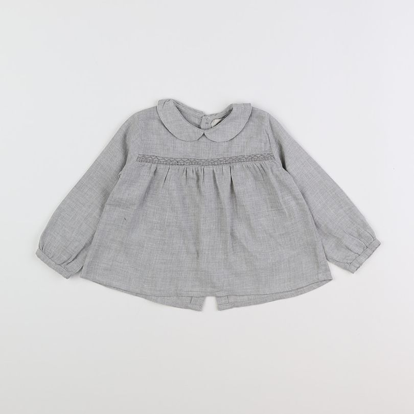 Bonnet à Pompon - blouse gris - 12 mois