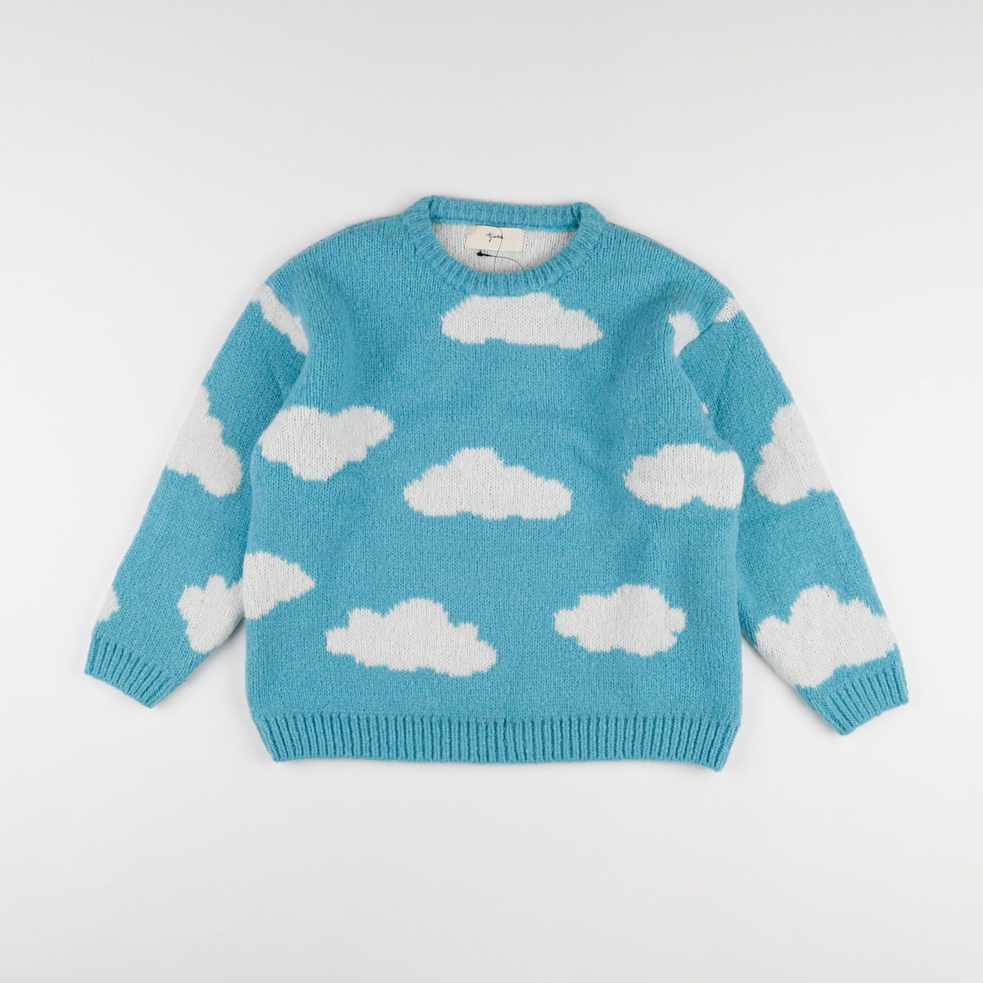 Ayuna - pull laine doublé Nuages bleu - 8 ans