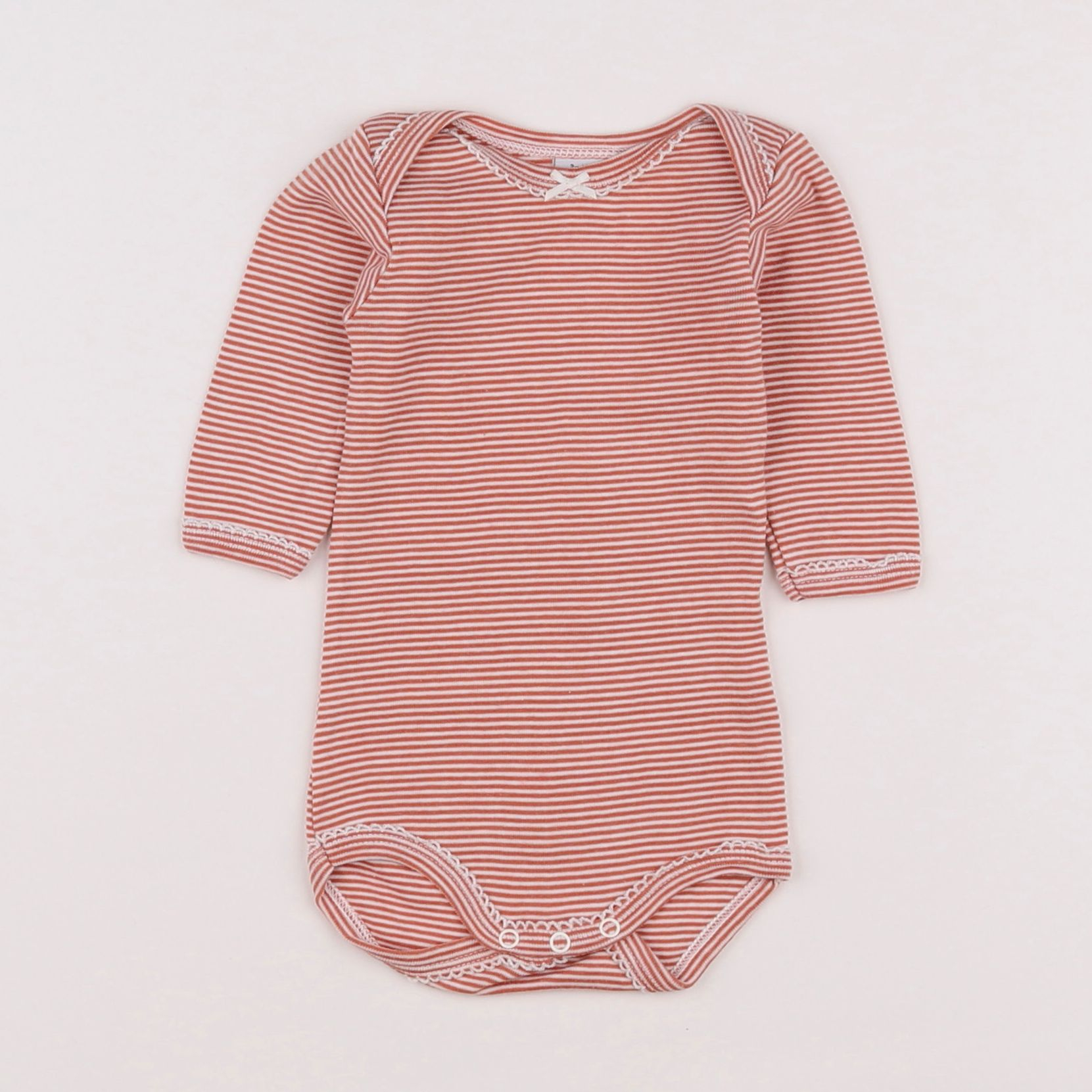 Petit Bateau - body blanc, orange - 3 mois