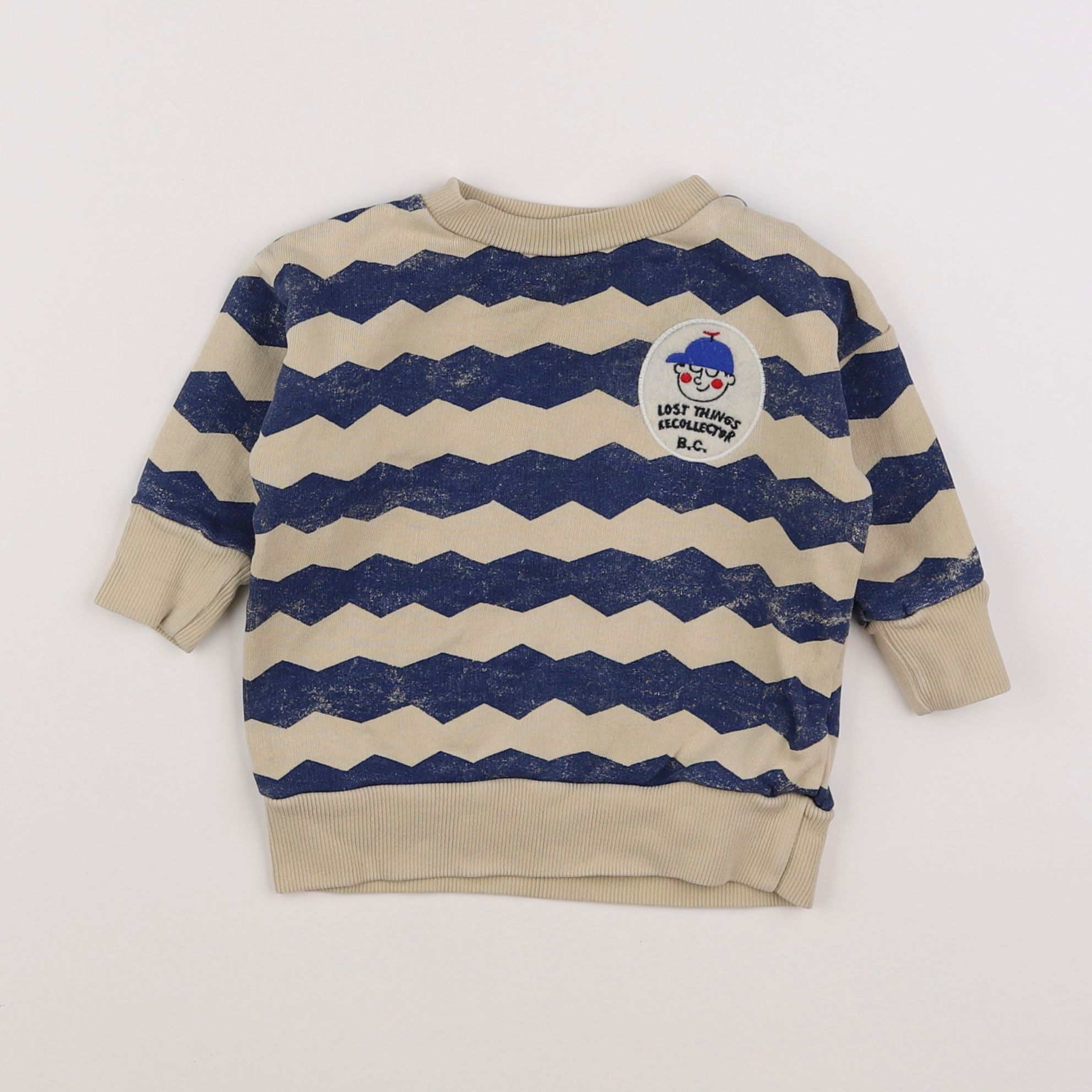 Bobo Choses - sweat beige, bleu - 6/12 mois