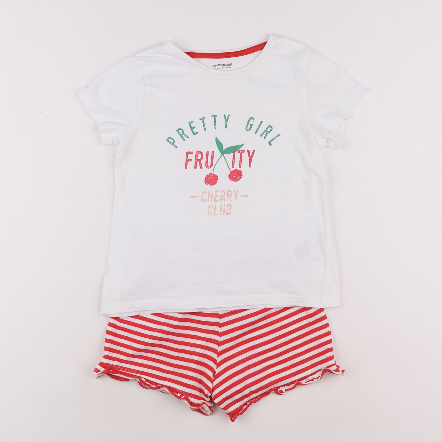 Vertbaudet - pyjama coton blanc, rouge - 6 ans