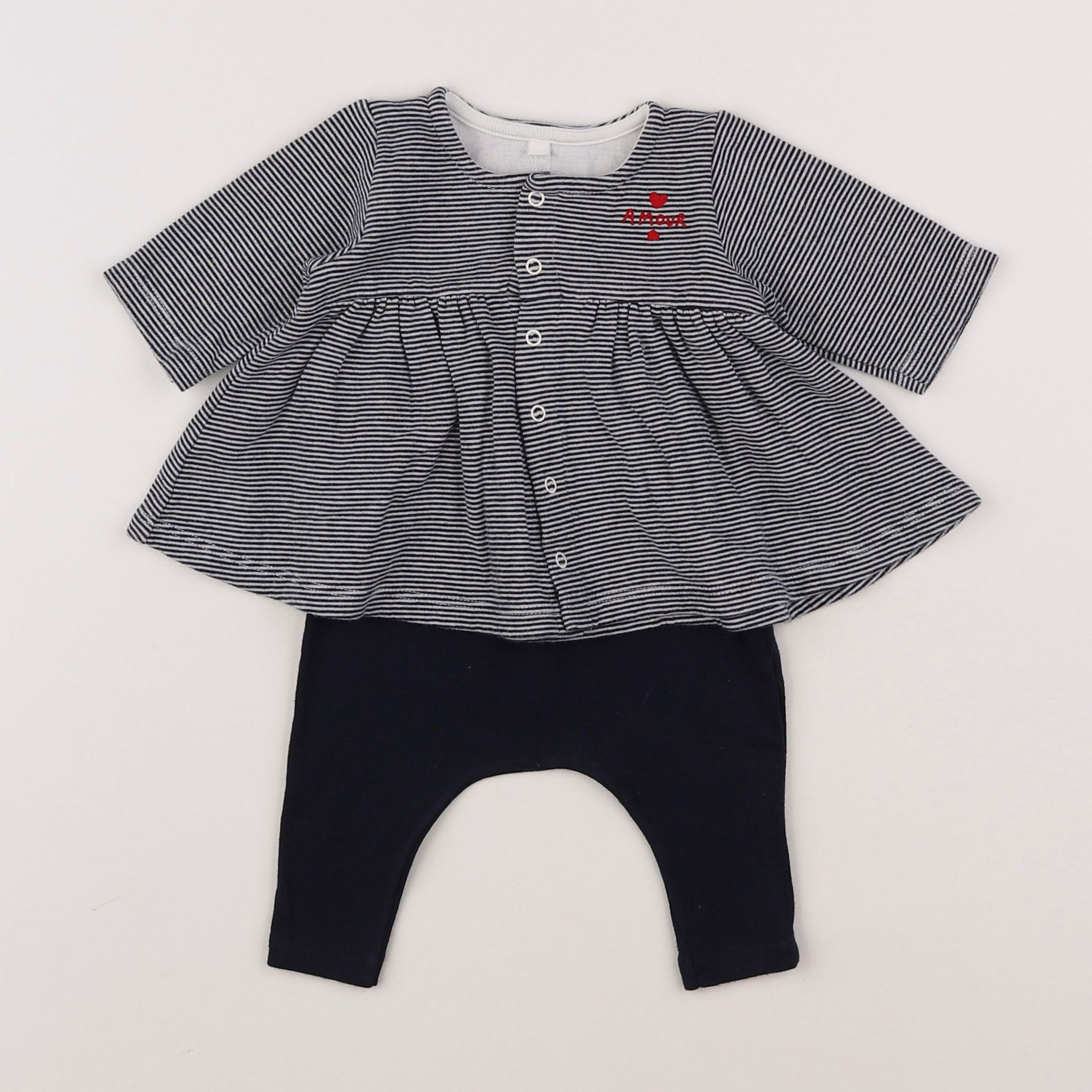 Petit Bateau - ensemble bleu - 1 mois