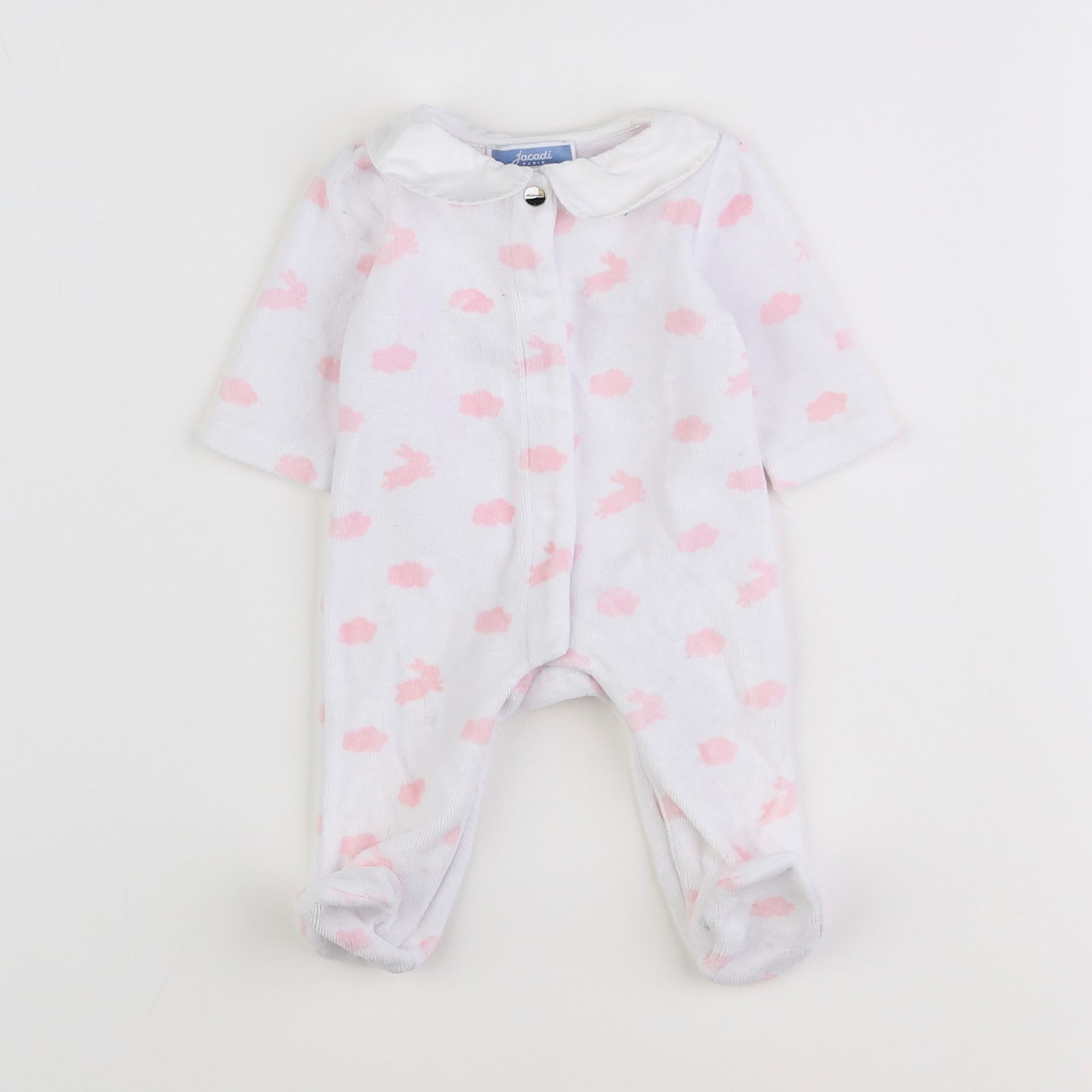 Jacadi - pyjama velours blanc, rose - 0 mois