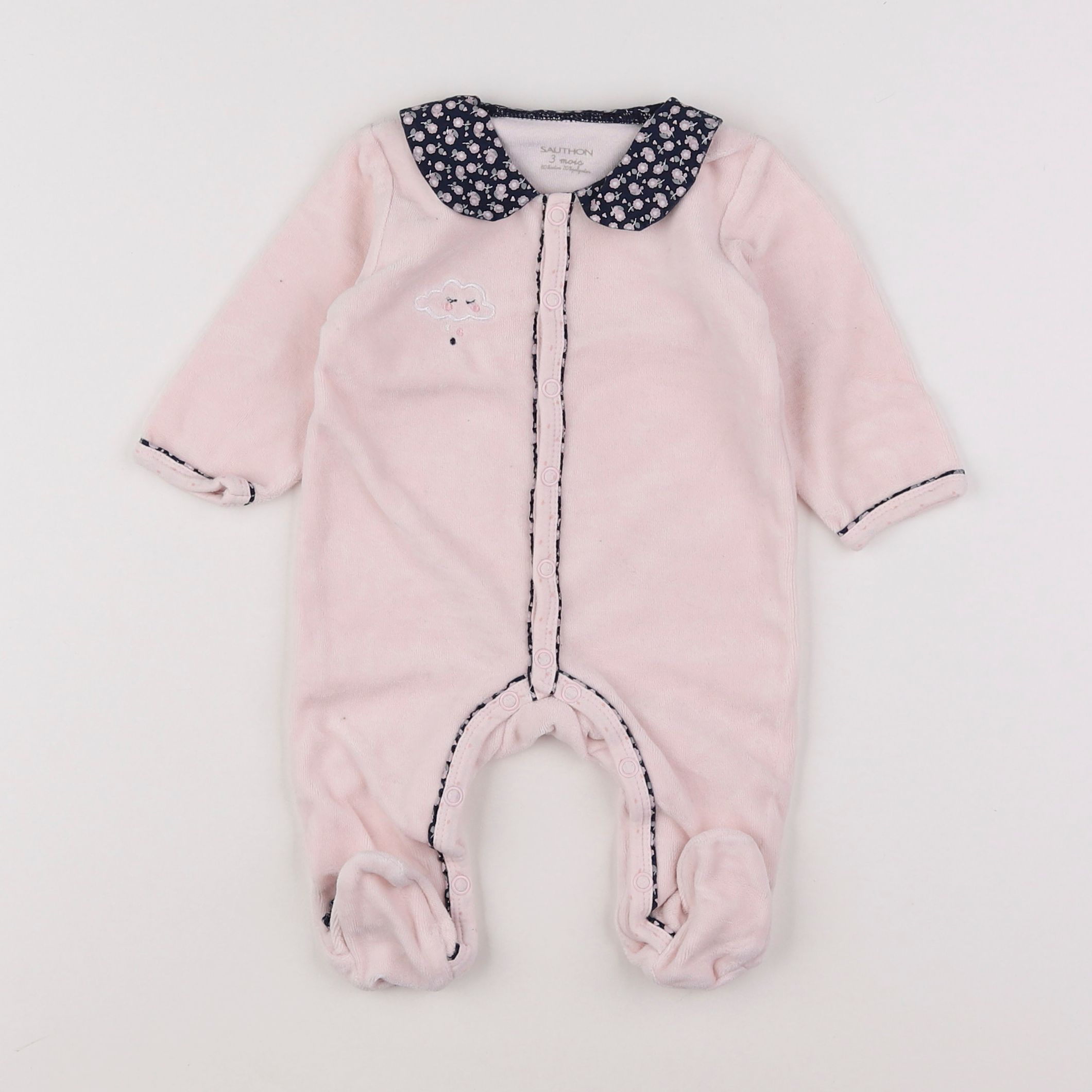 Sauthon - pyjama velours rose - 3 mois