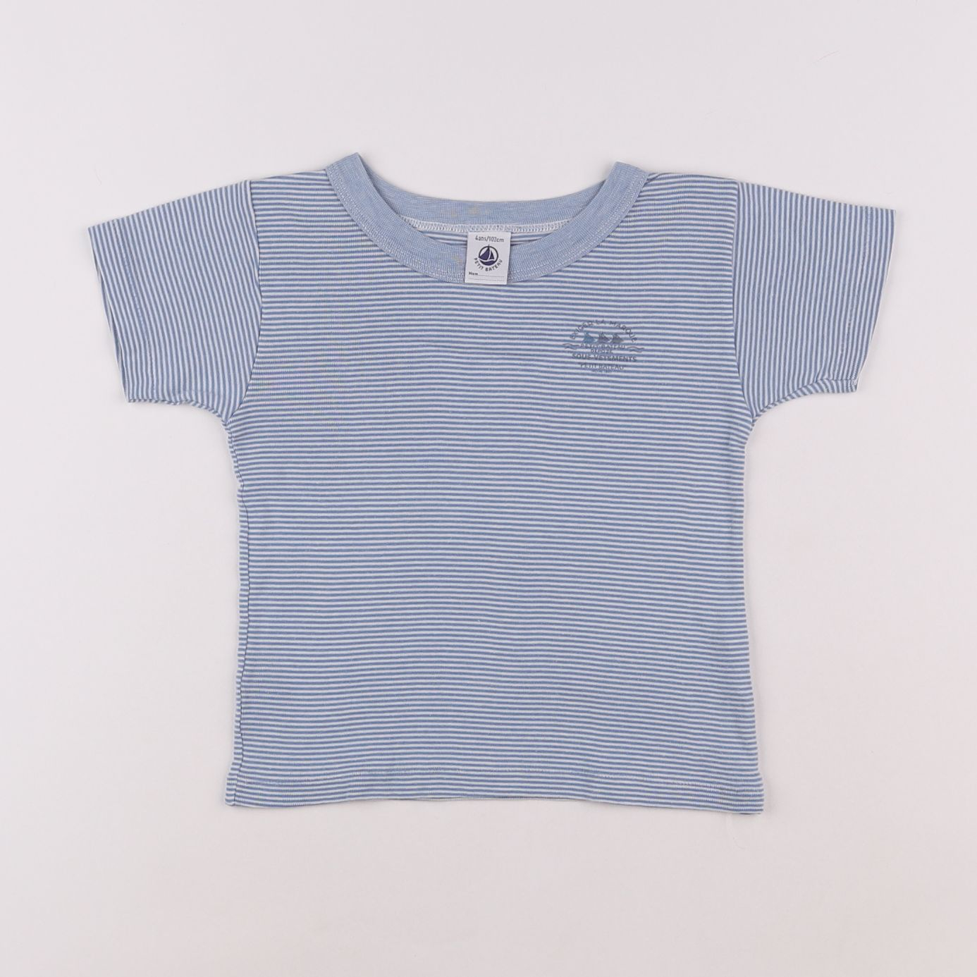 Petit Bateau - maillot de corps bleu, blanc - 4 ans