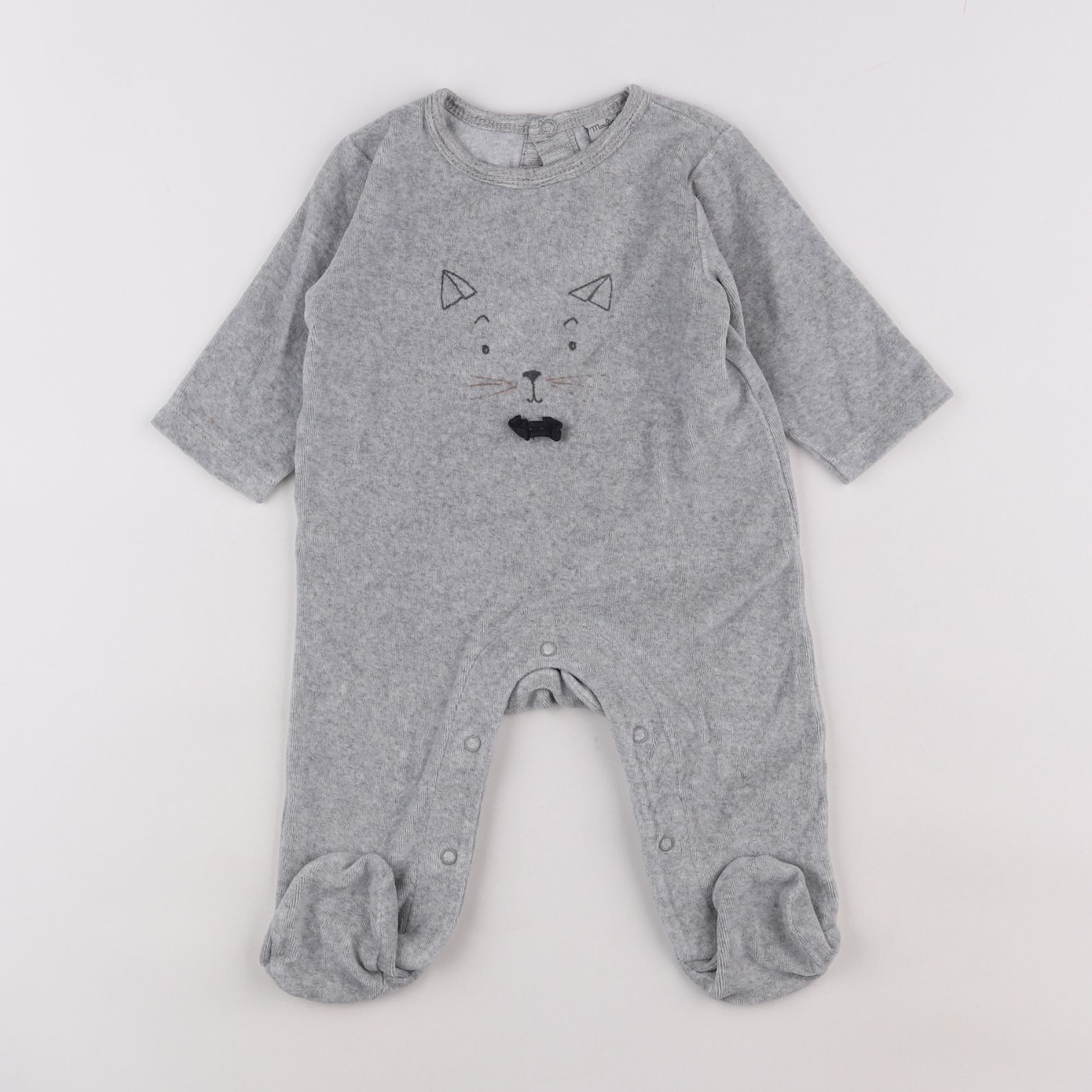 Moulin Roty - pyjama velours gris - 6 mois