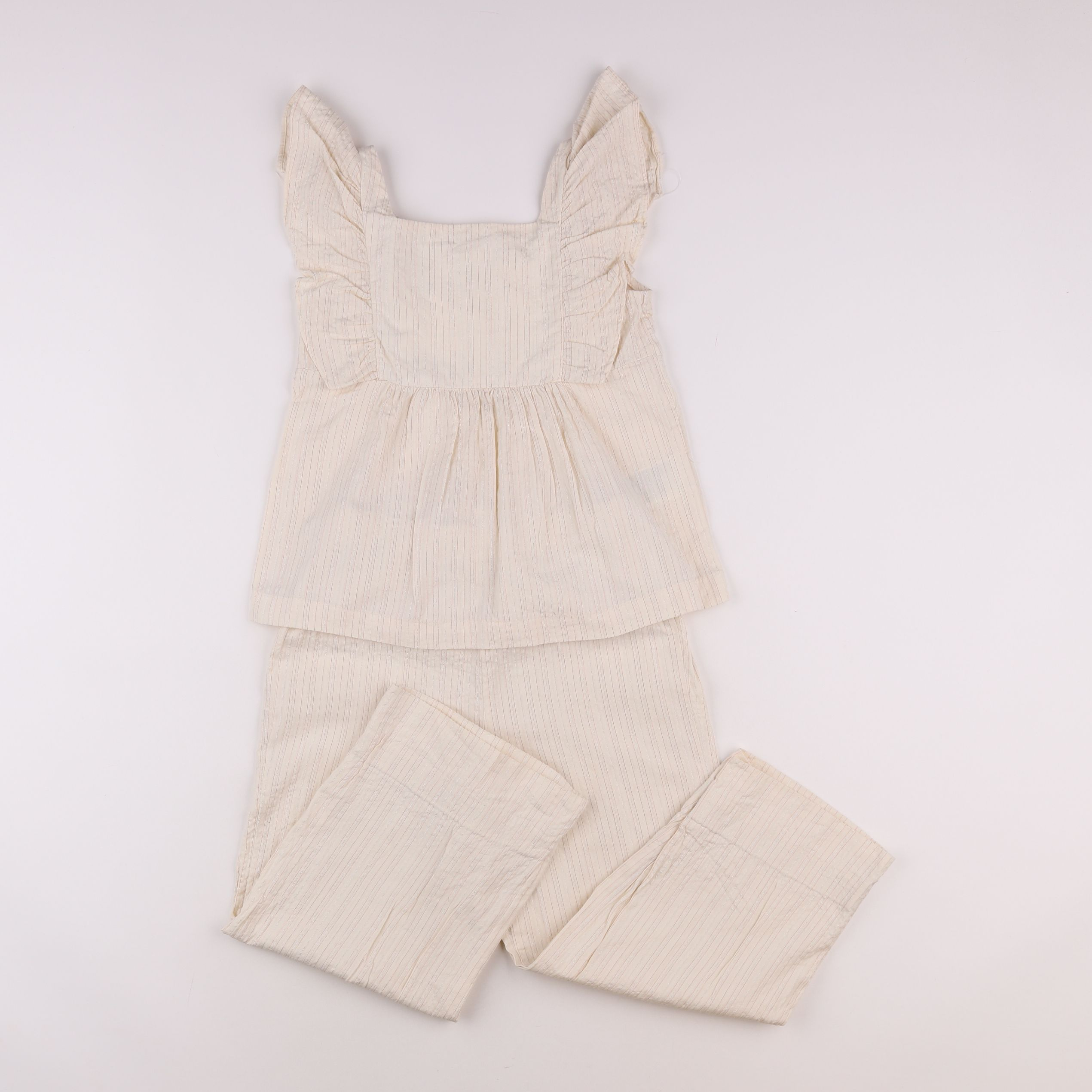 H&M - ensemble beige, argent - 7/8 ans