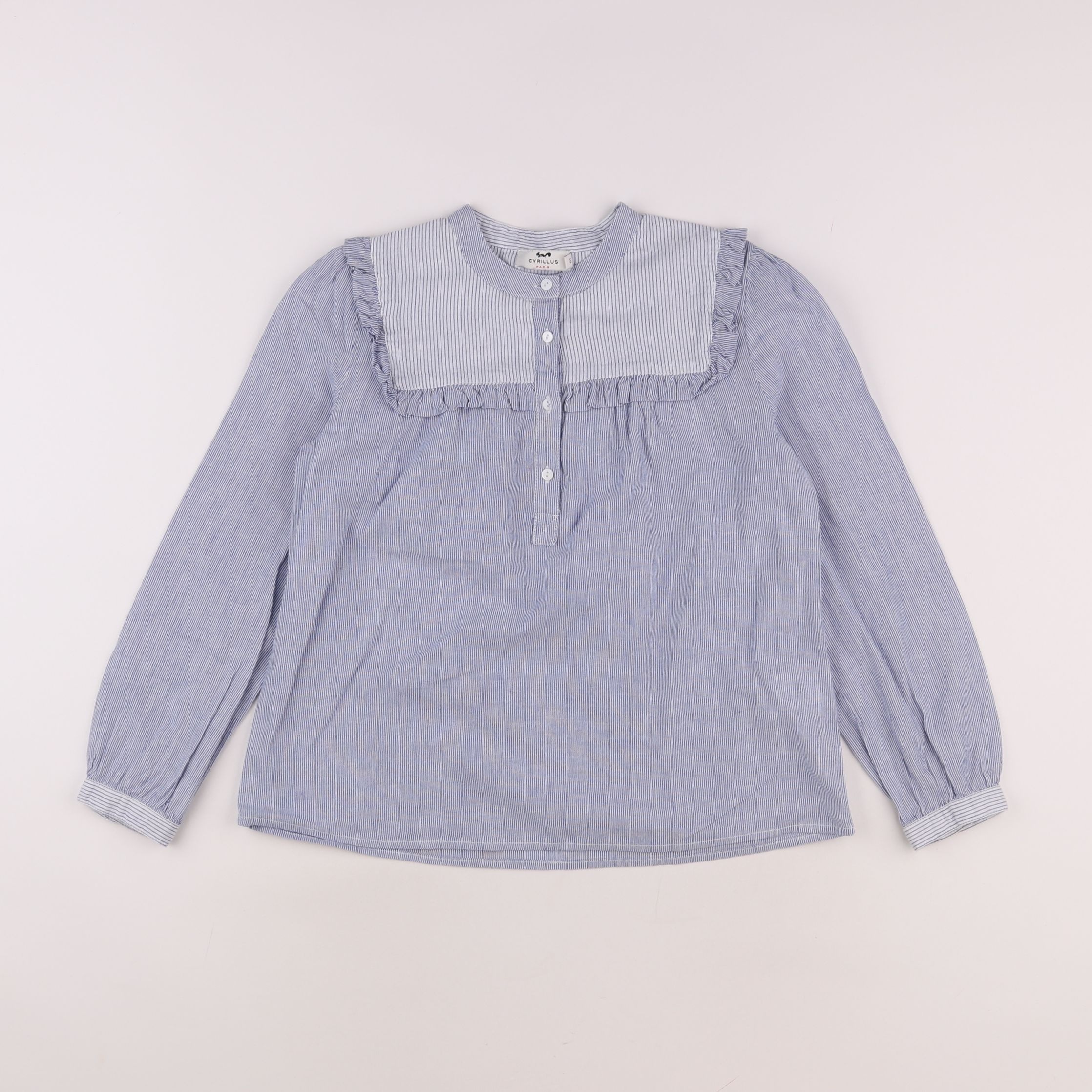 Cyrillus - blouse blanc, bleu - 10 ans