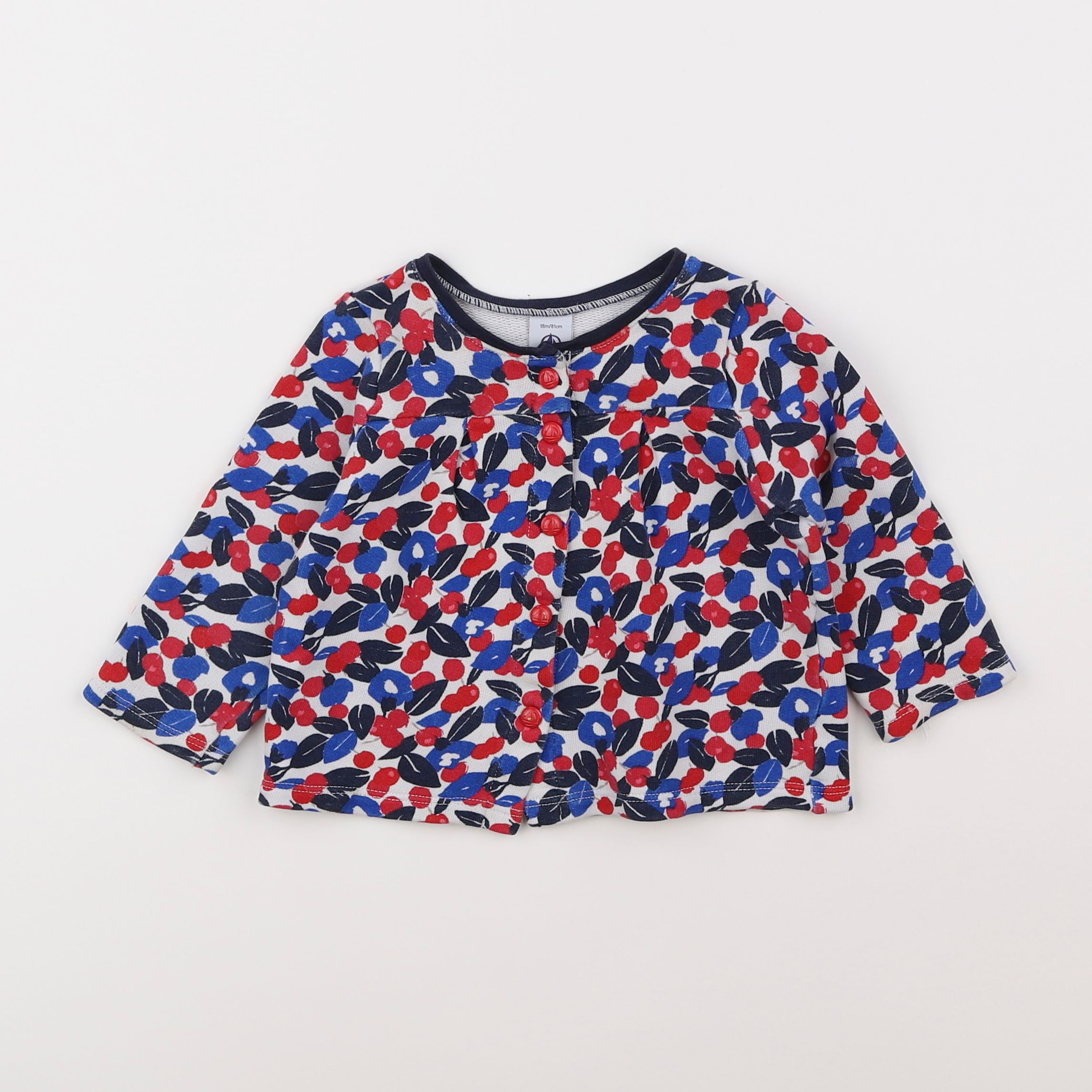 Petit Bateau - sweat rouge, bleu - 18 mois