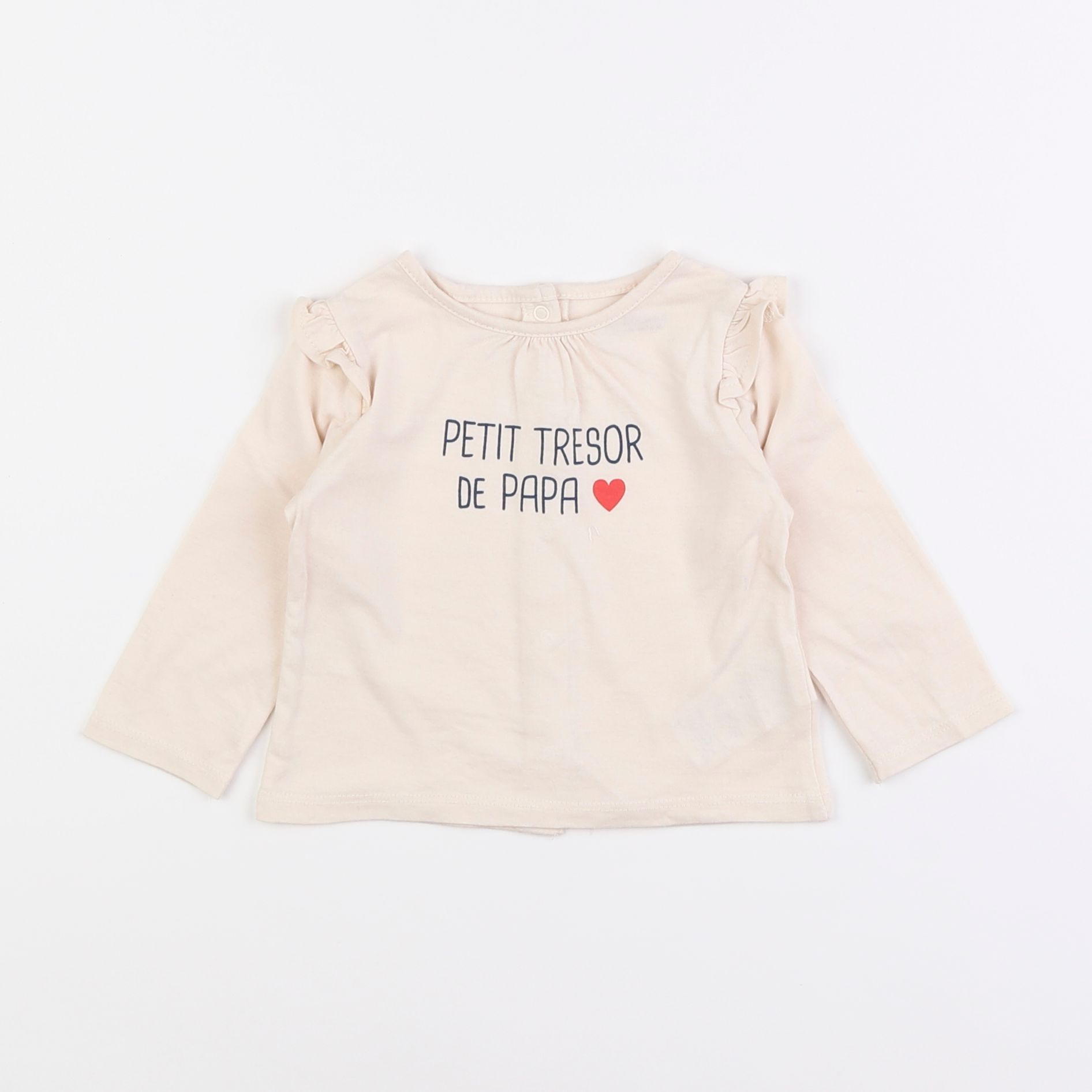 Vertbaudet - tee-shirt beige - 6 mois