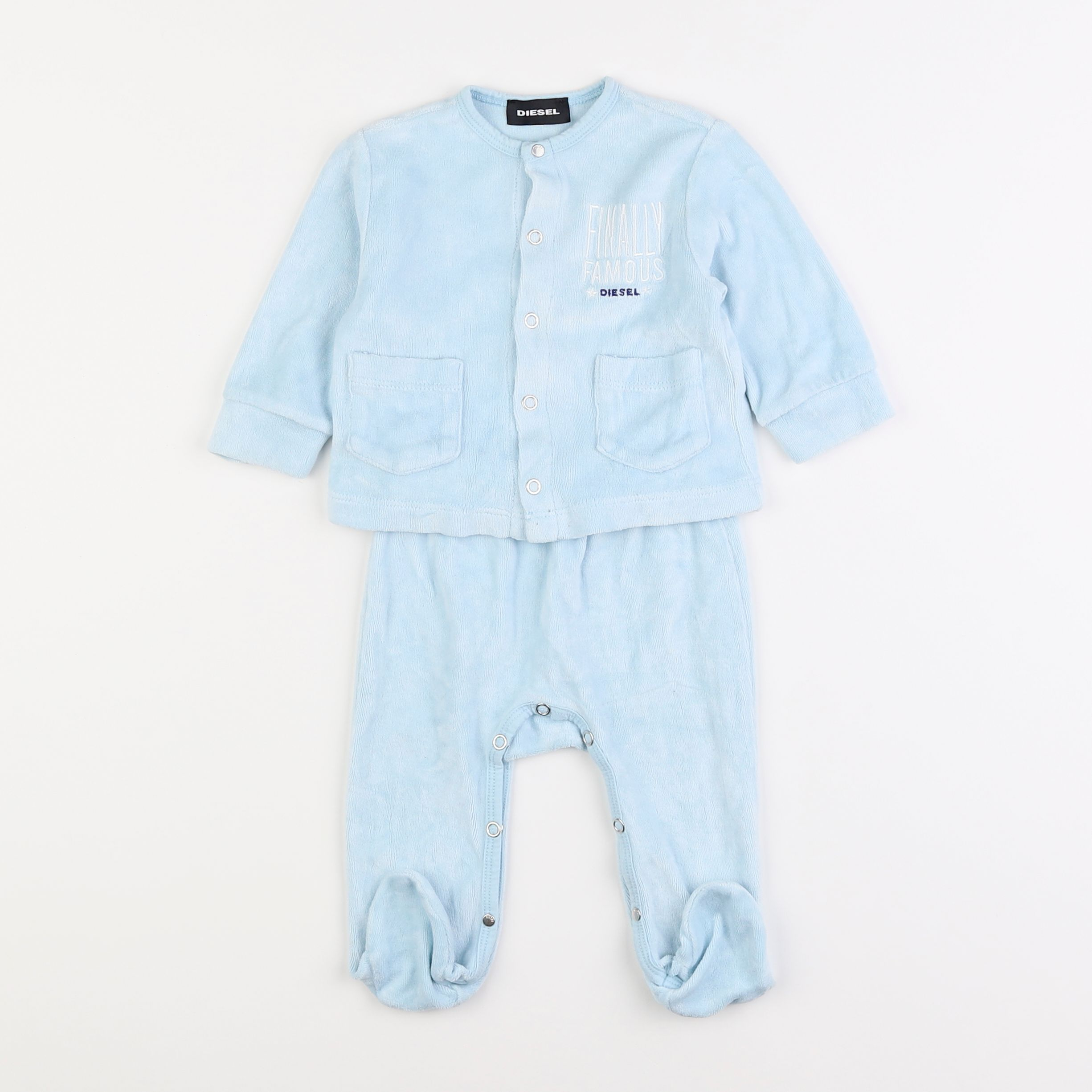 Diesel - pyjama velours bleu - 3 mois