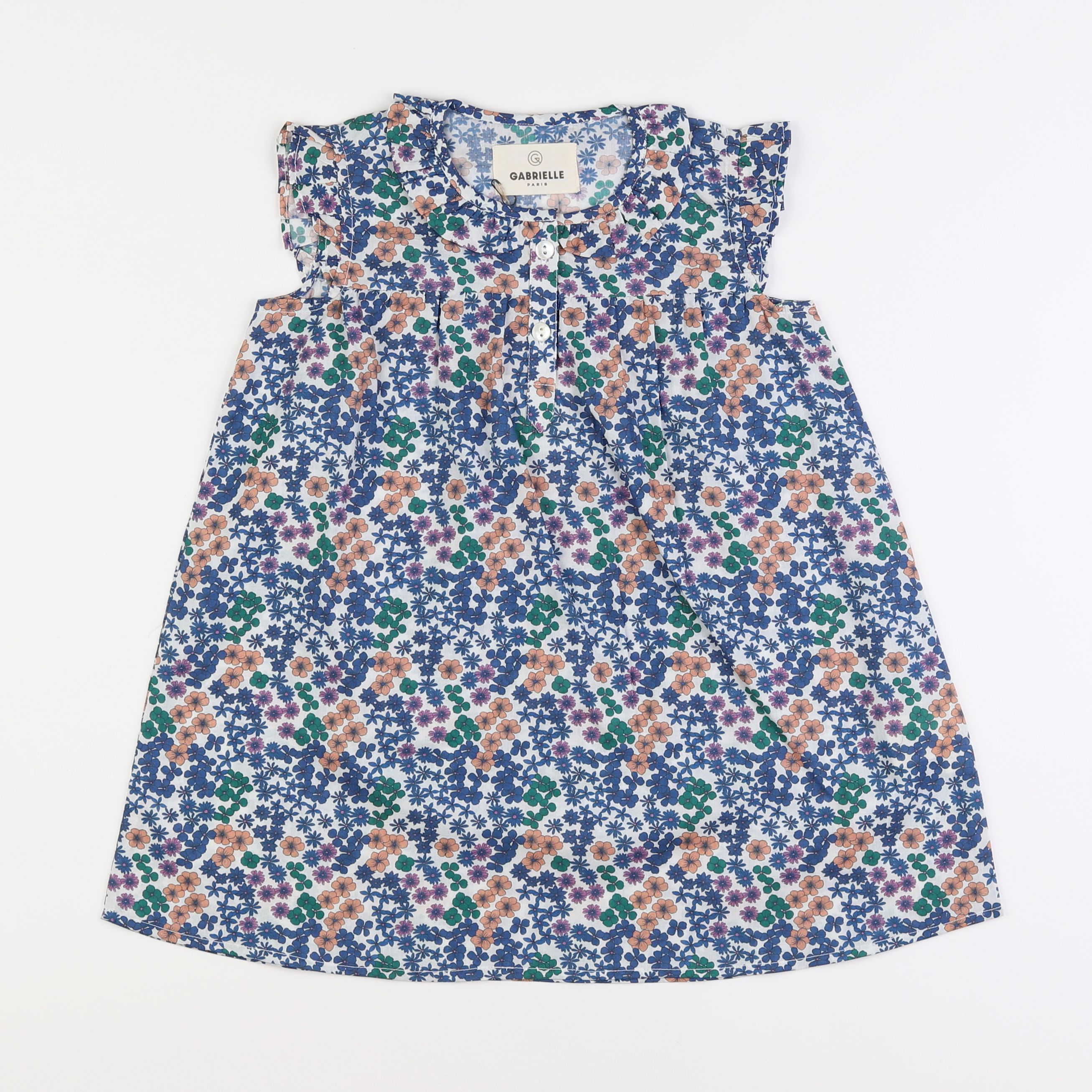 GABRIELLE PARIS - chemise de nuit coton flower azur - 4 ans