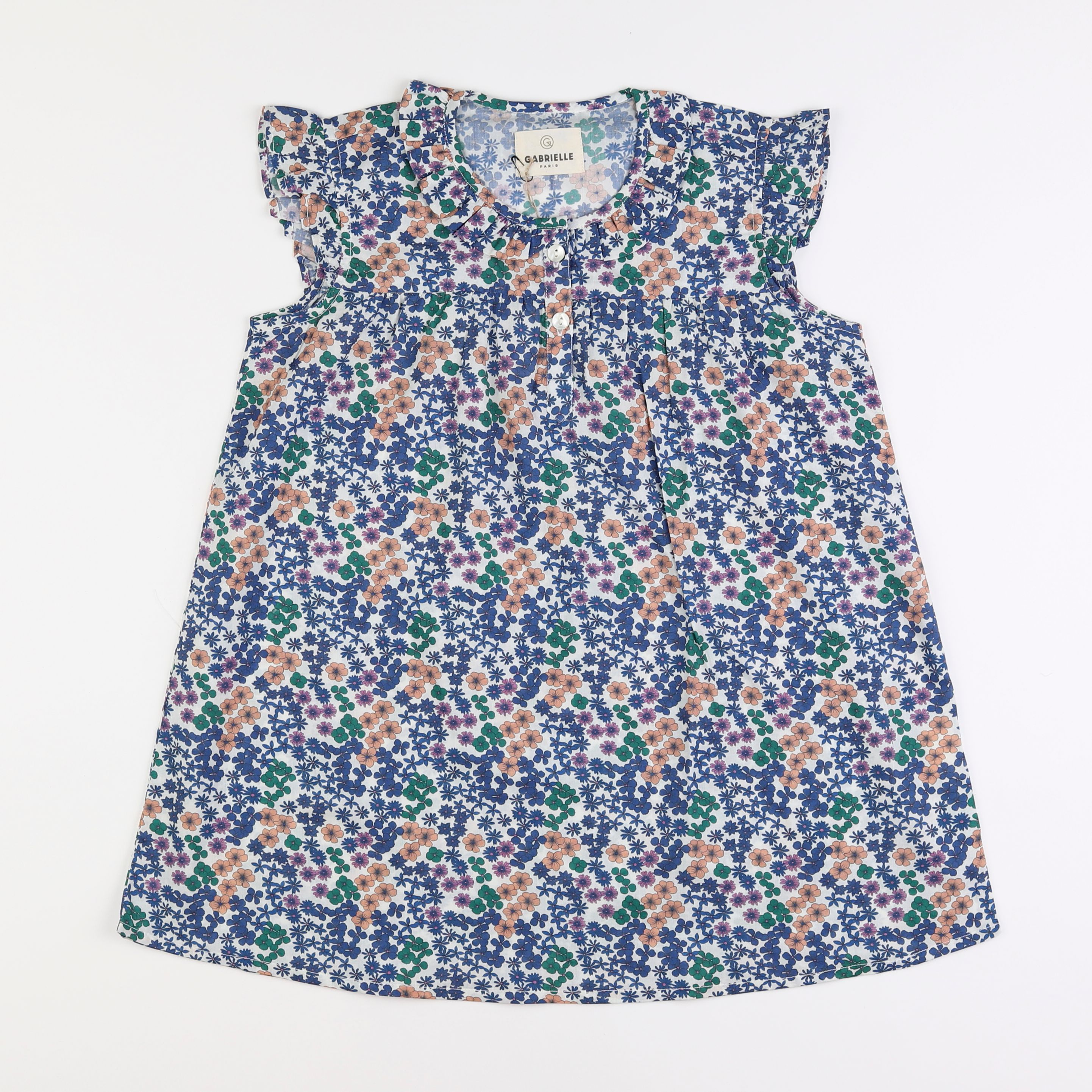 GABRIELLE PARIS - chemise de nuit coton flower azur - 6 ans