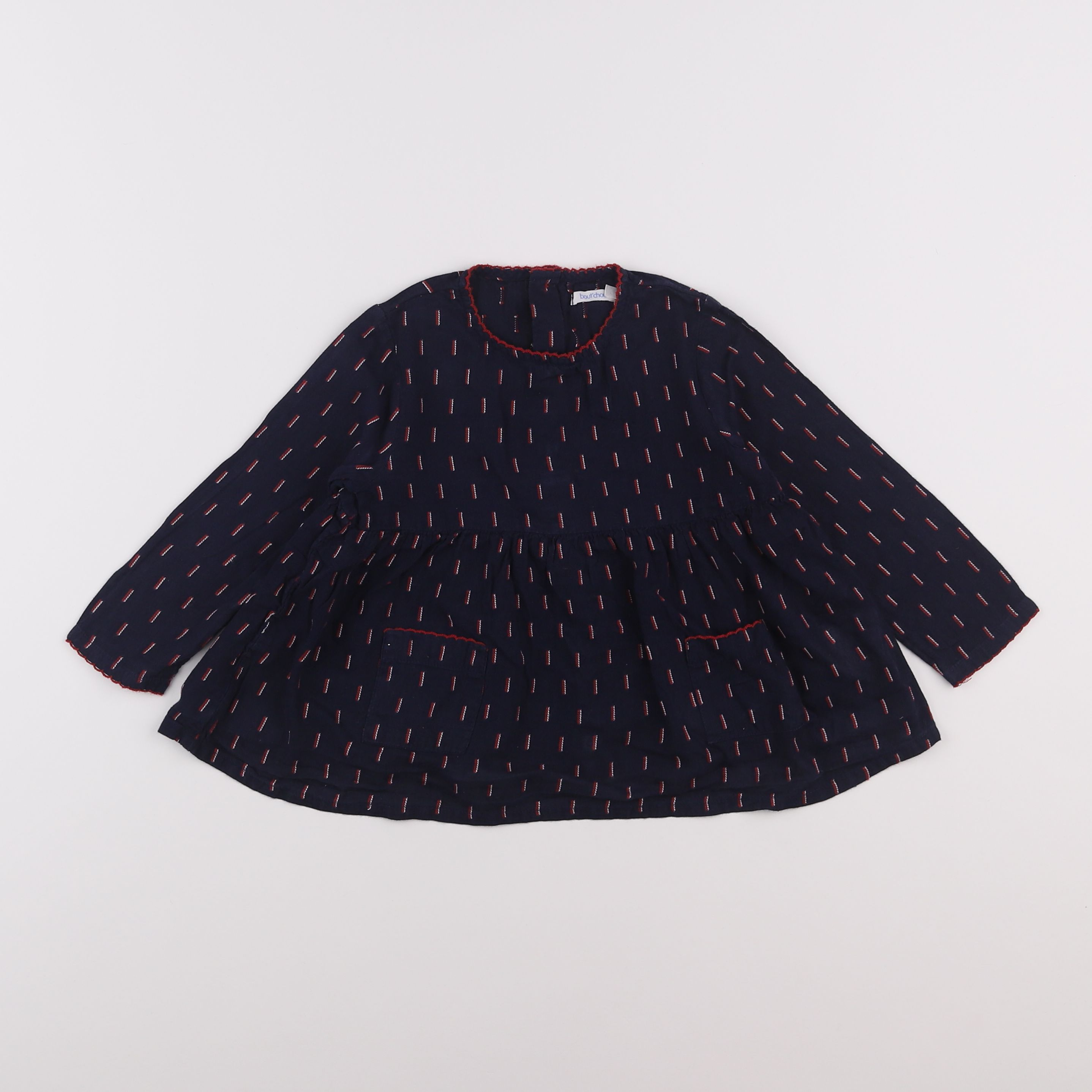 Boutchou - blouse bleu, rouge - 2 ans