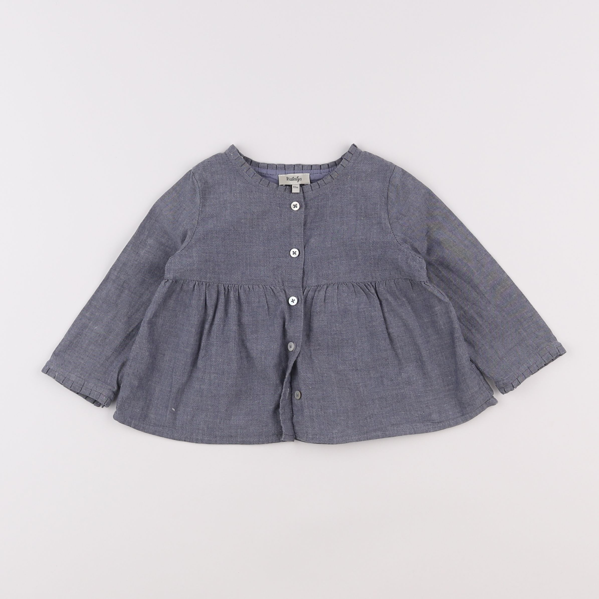 Natalys - blouse bleu - 12 mois