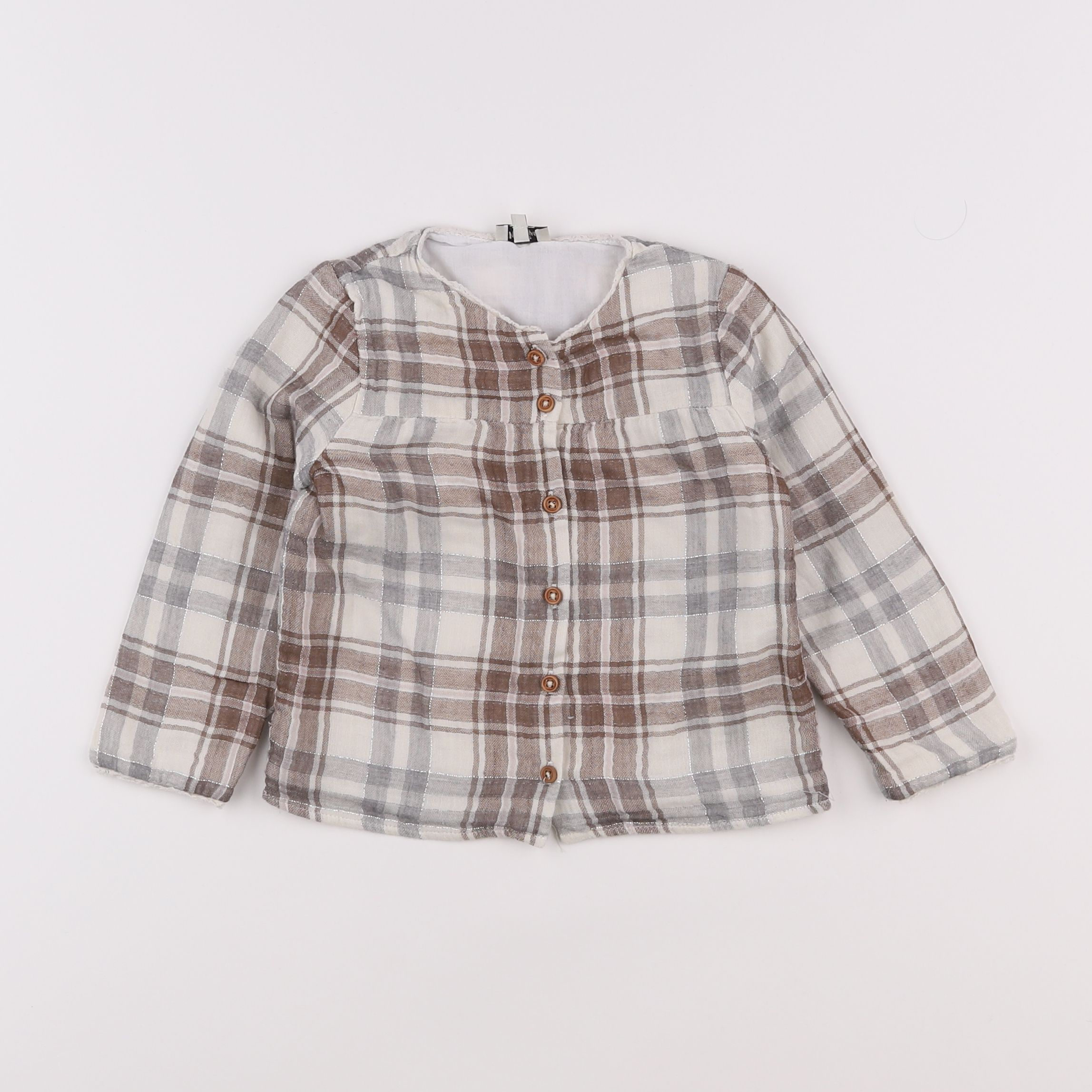 Natalys - blouse marron, argent - 2 ans