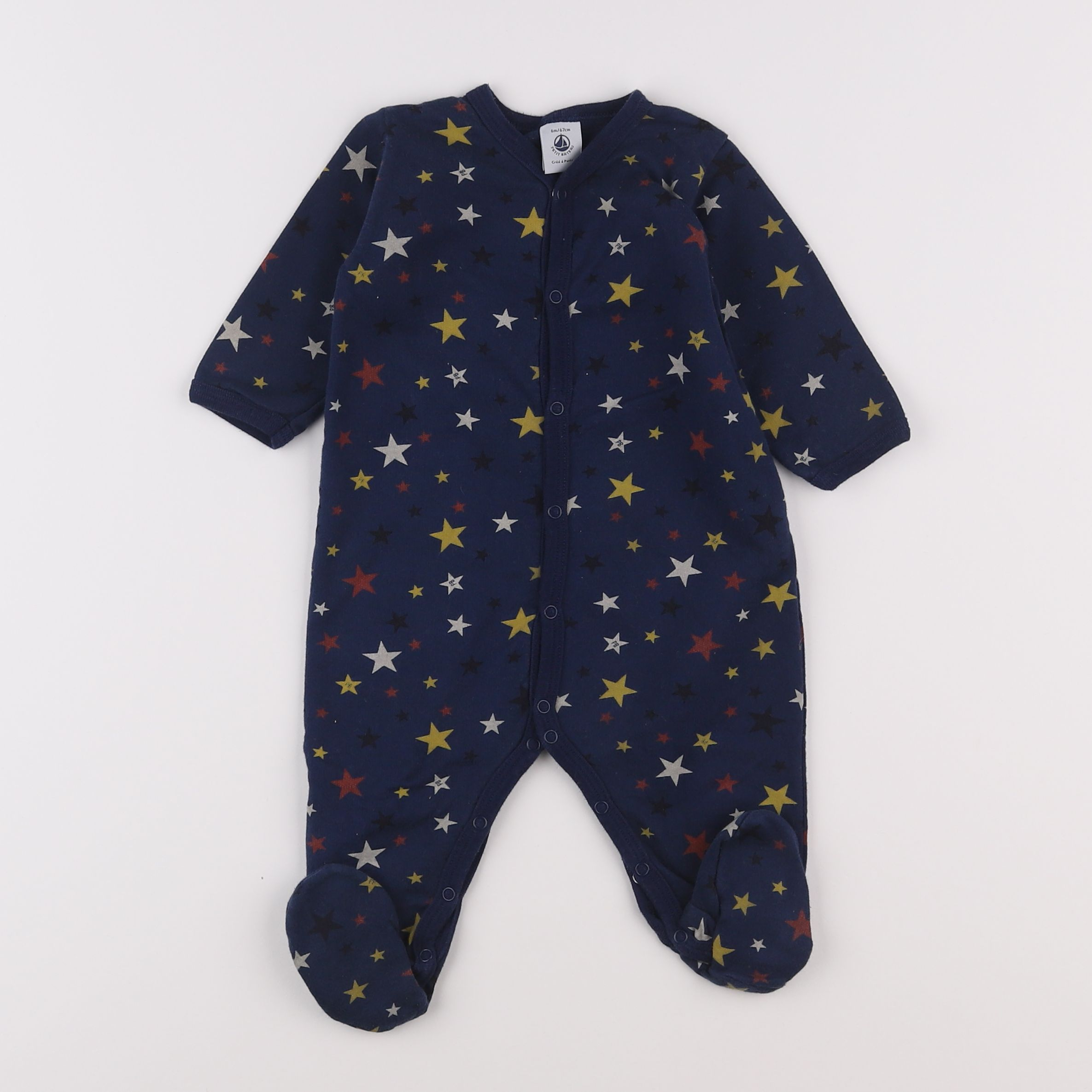 Petit Bateau - pyjama coton bleu - 6 mois