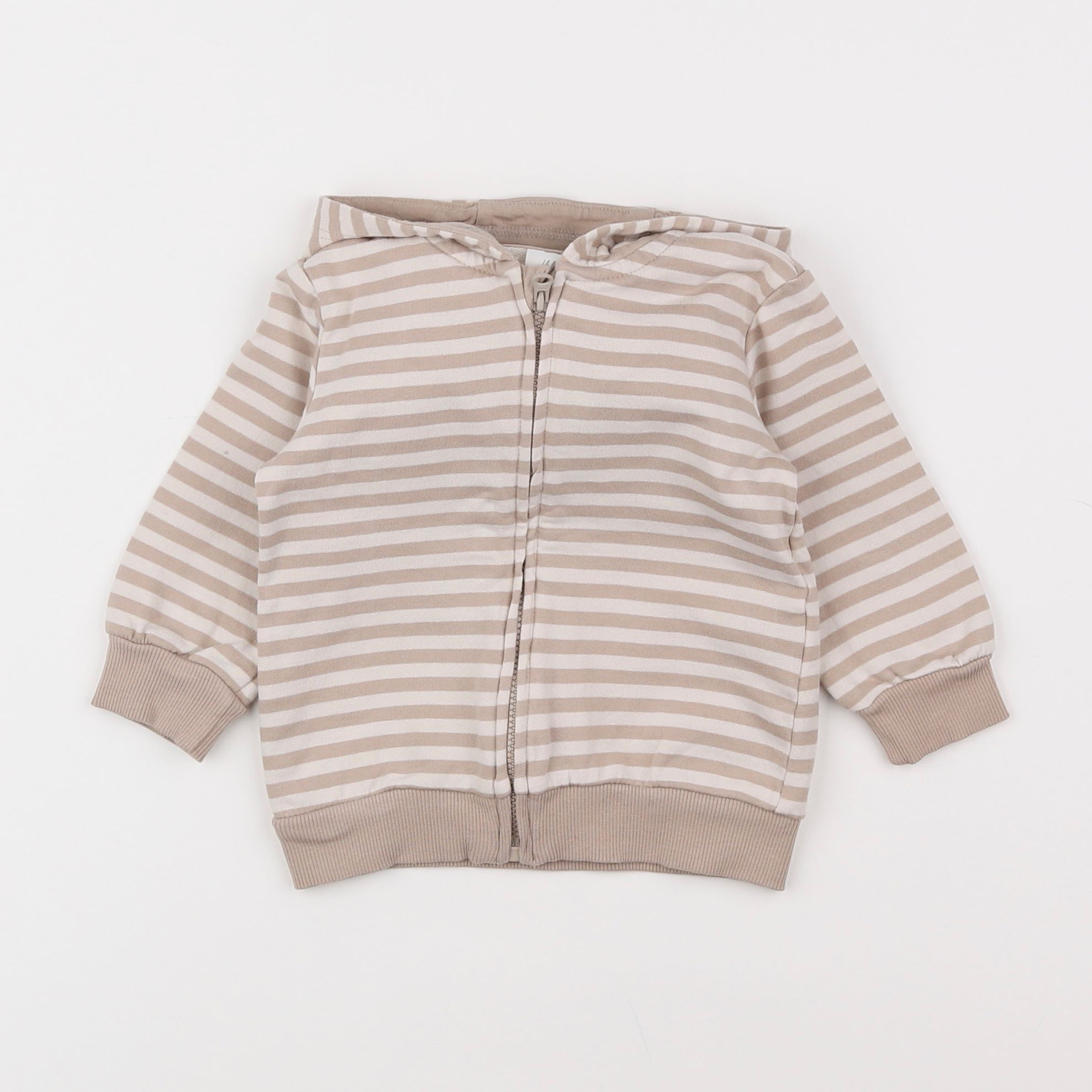 H&M - sweat blanc, beige - 3/6 mois