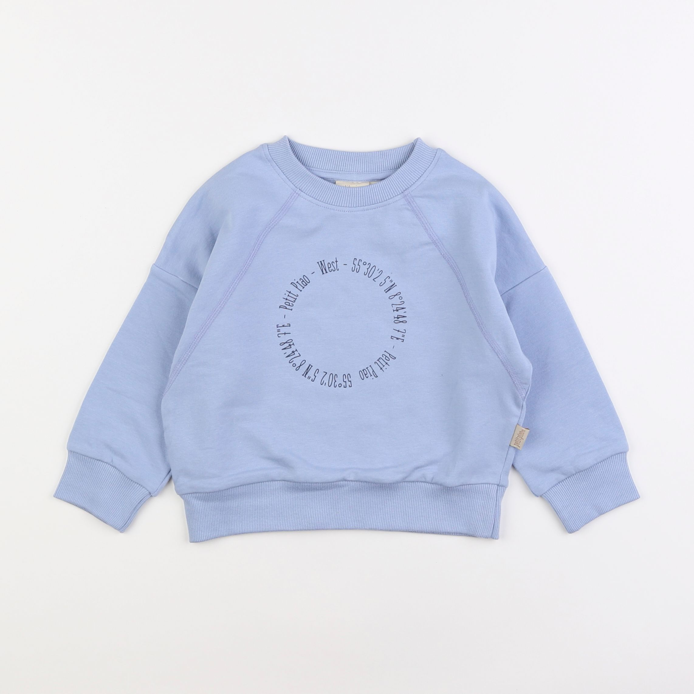 Petit Piao - sweat bleu - 12 mois