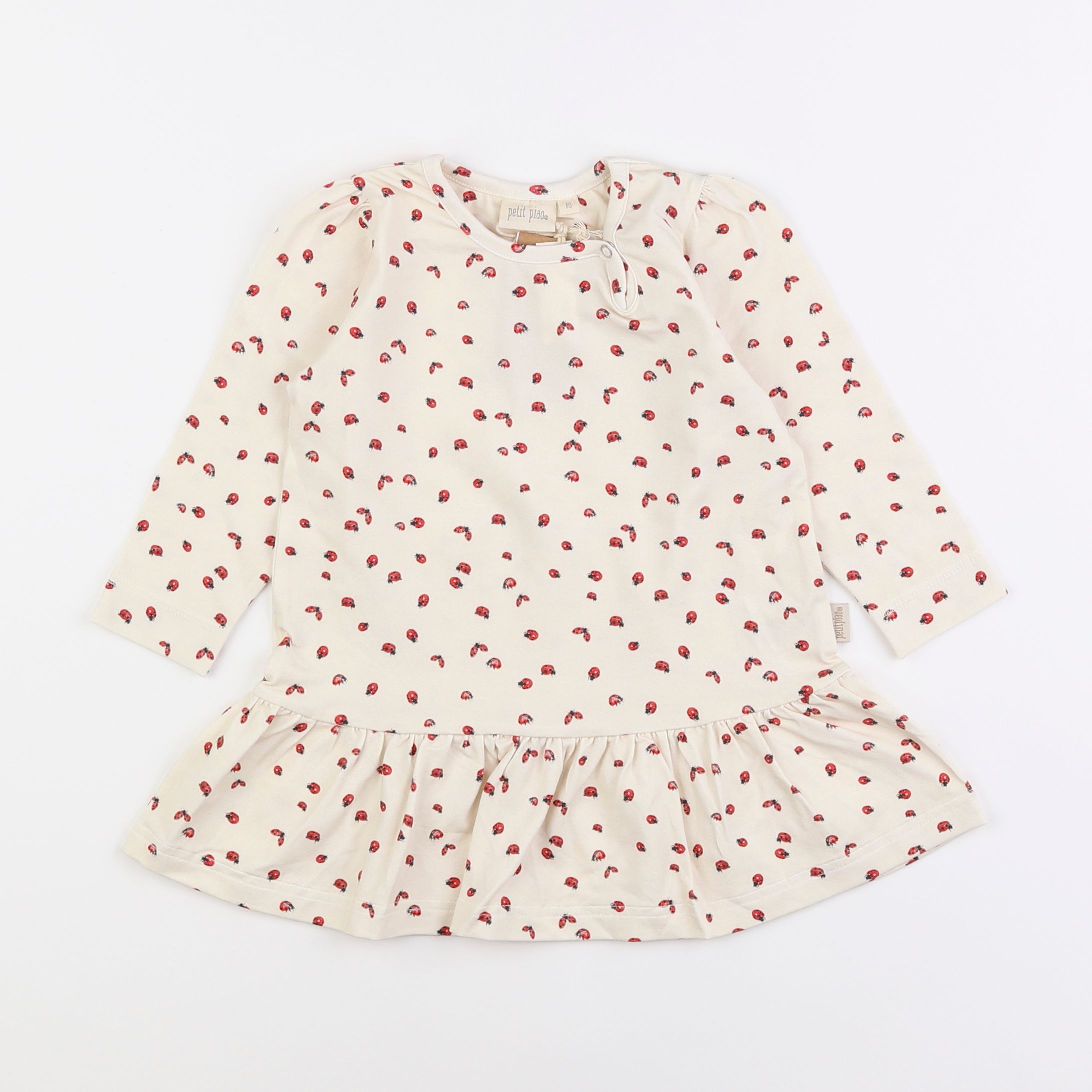 Petit Piao - robe beige, rouge - 12 mois