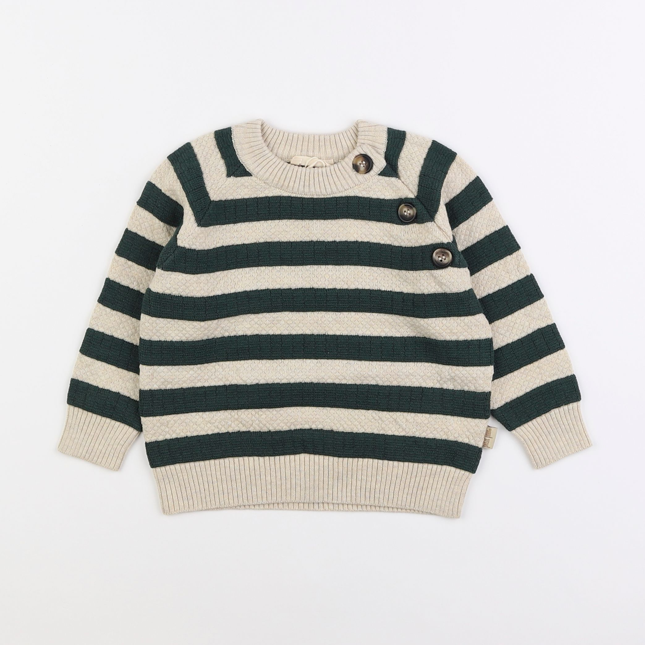 Petit Piao - pull vert - 12 mois