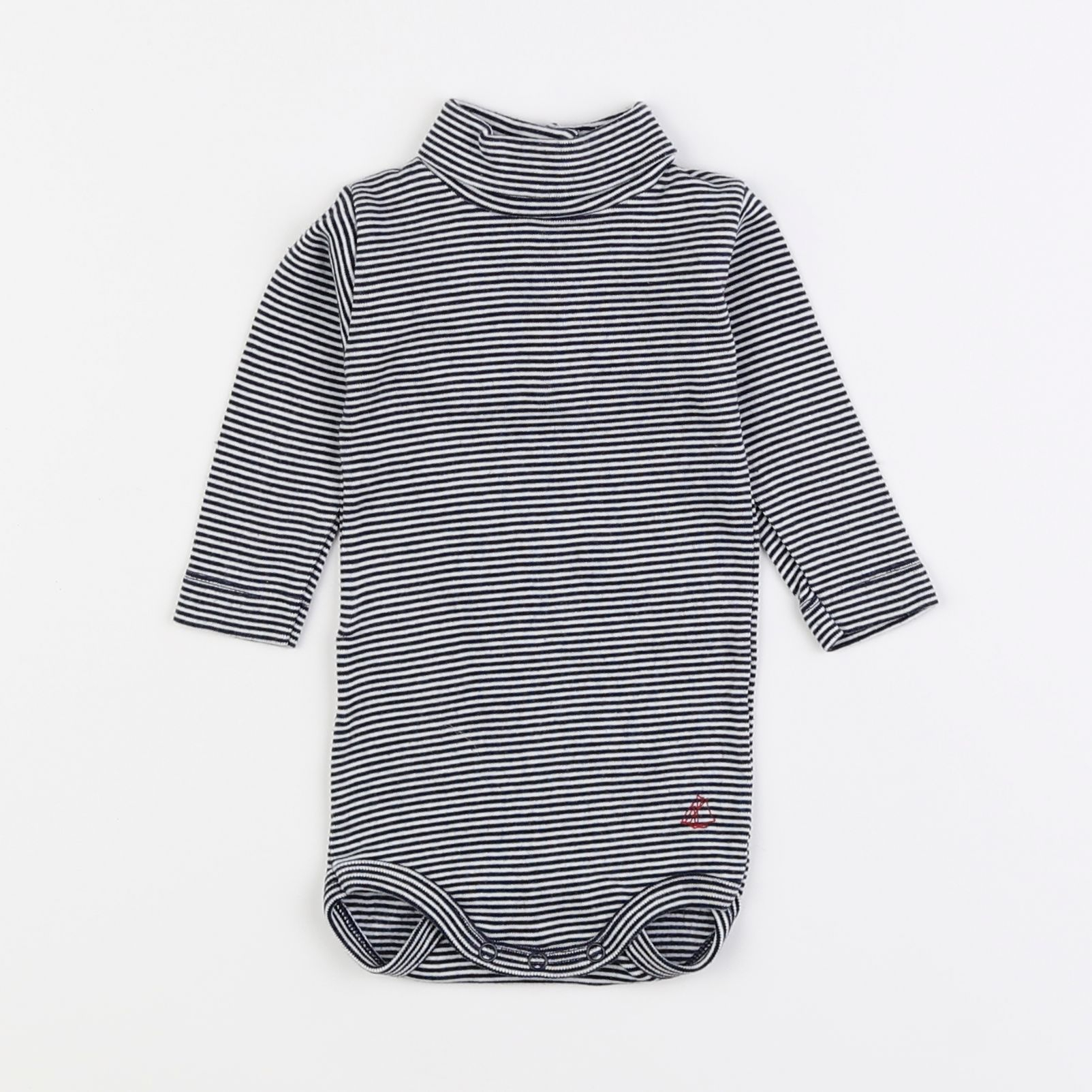 Petit Bateau - body à col bleu - 3 mois