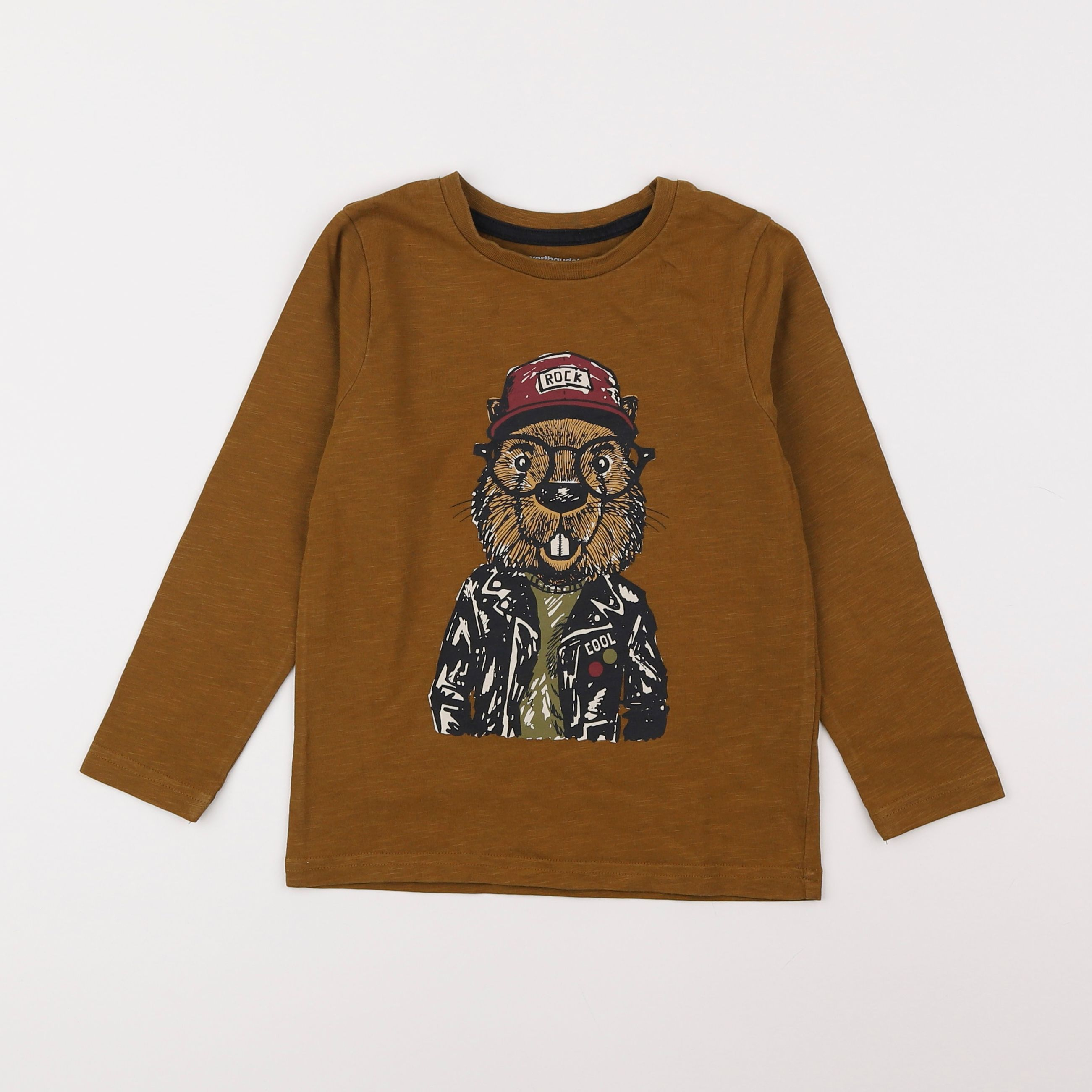 Vertbaudet - tee-shirt marron - 5 ans