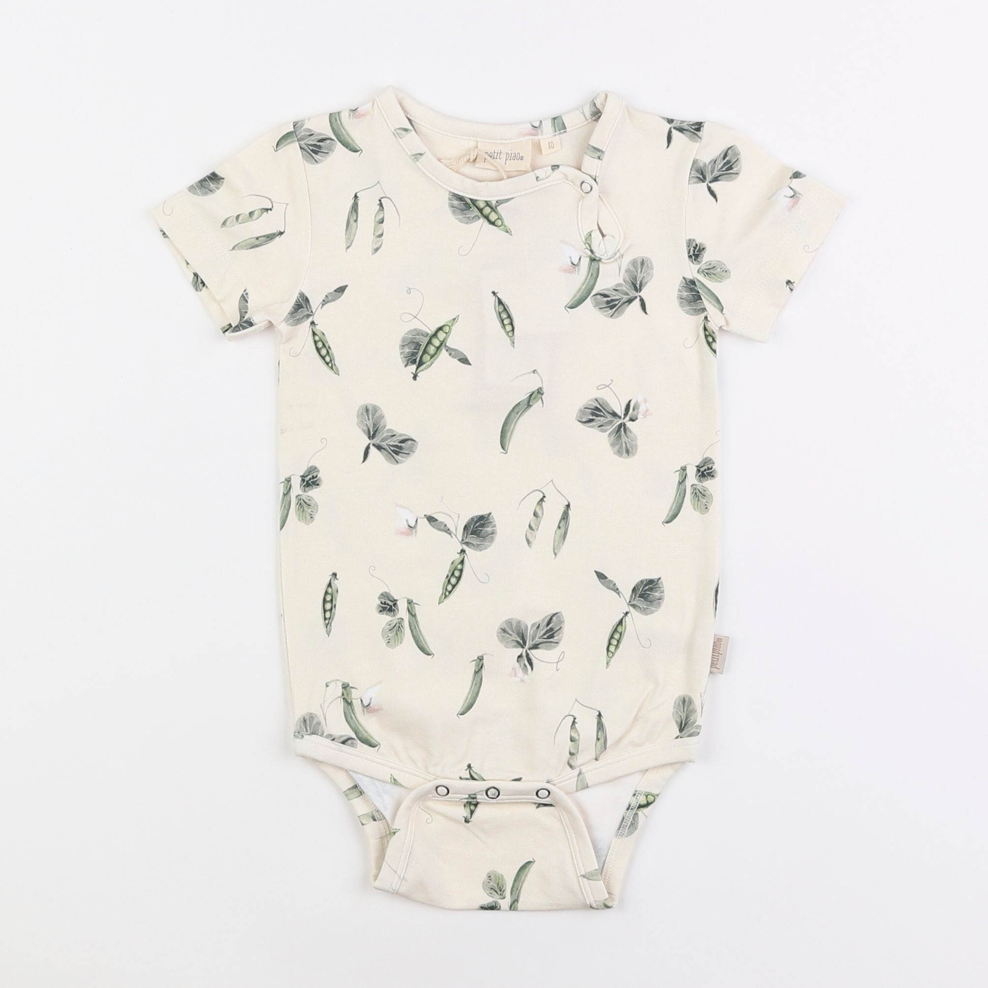 Petit Piao - body beige, vert - 12 mois