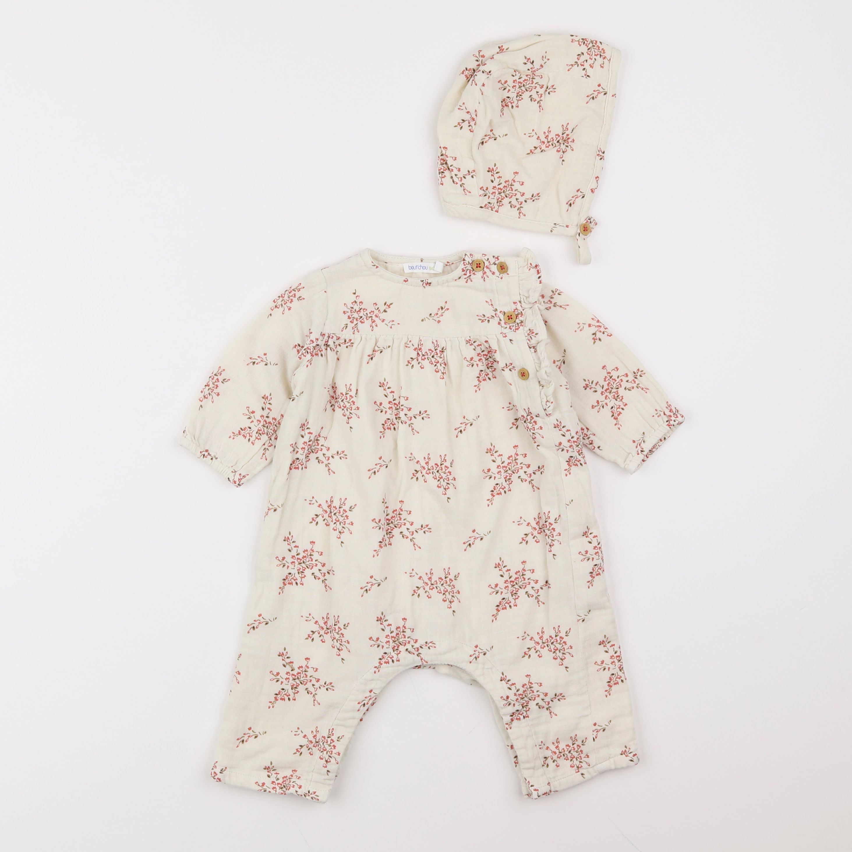 Boutchou - combinaison beige, rose - 3 mois