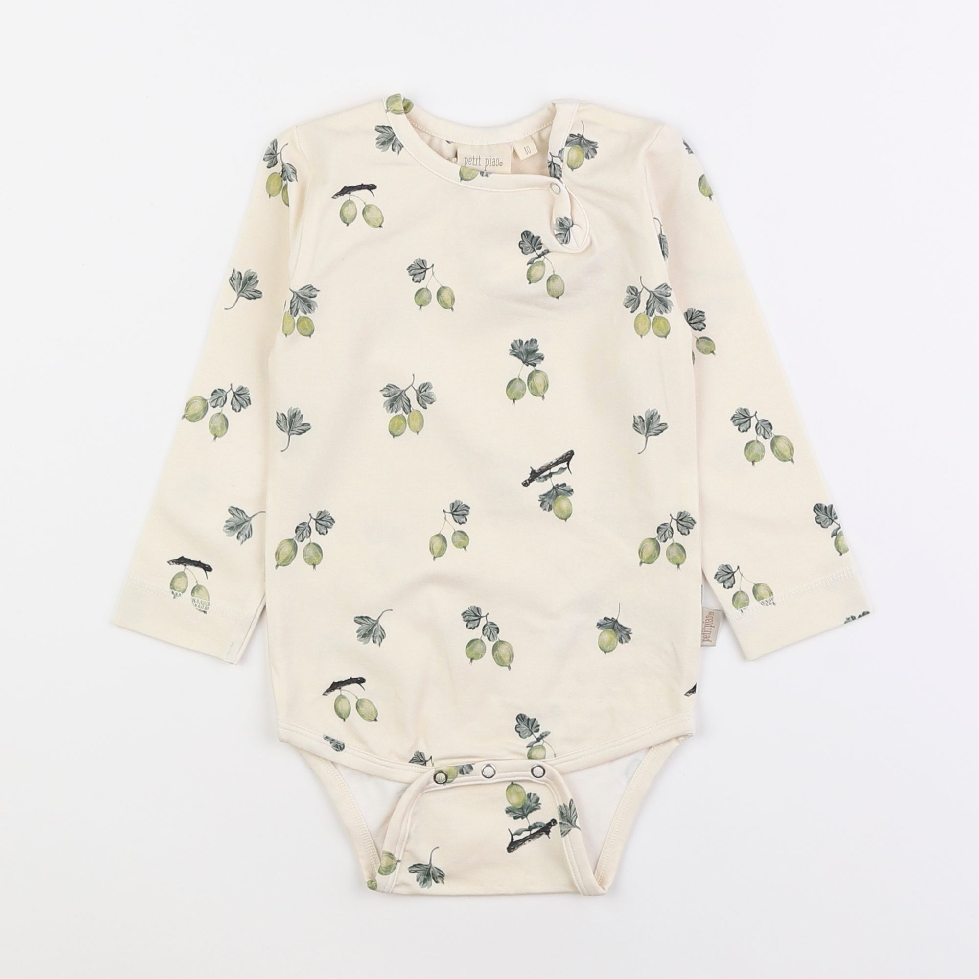 Petit Piao - body beige, vert - 12 mois