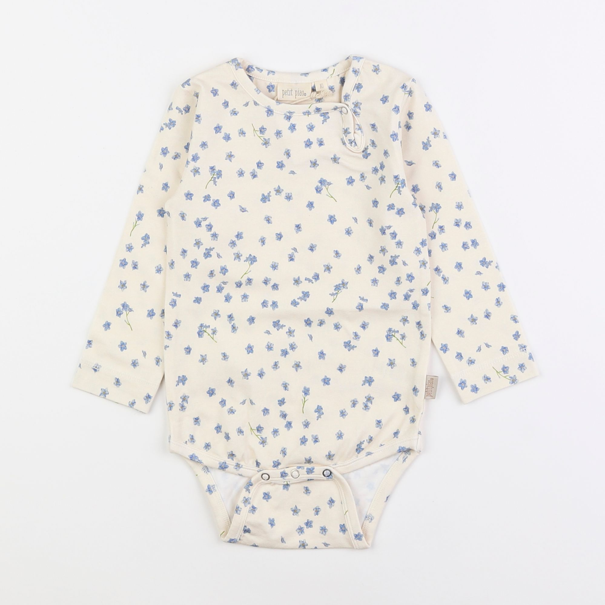 Petit Piao - body beige, bleu - 12 mois