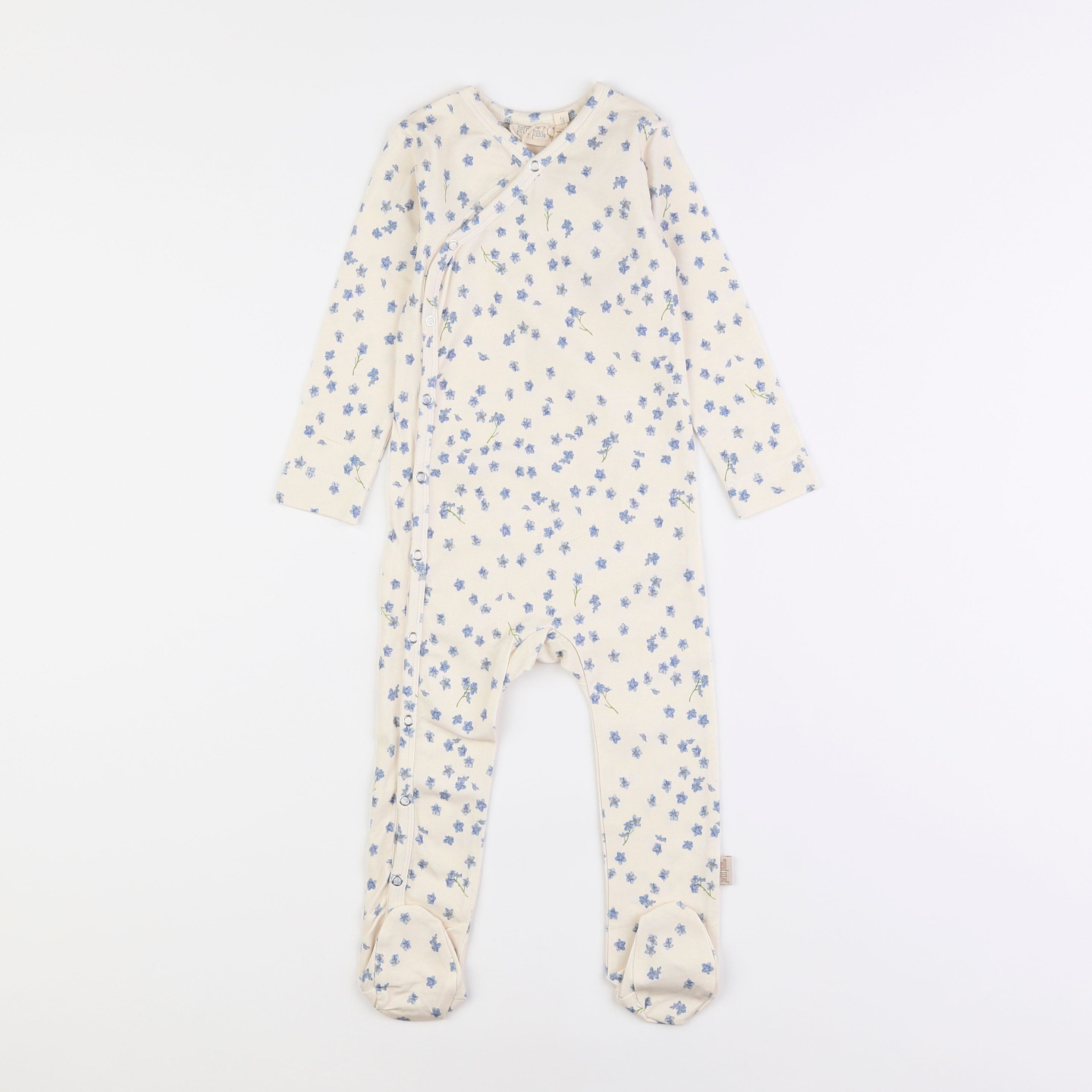 Petit Piao - pyjama coton beige, bleu - 12 mois