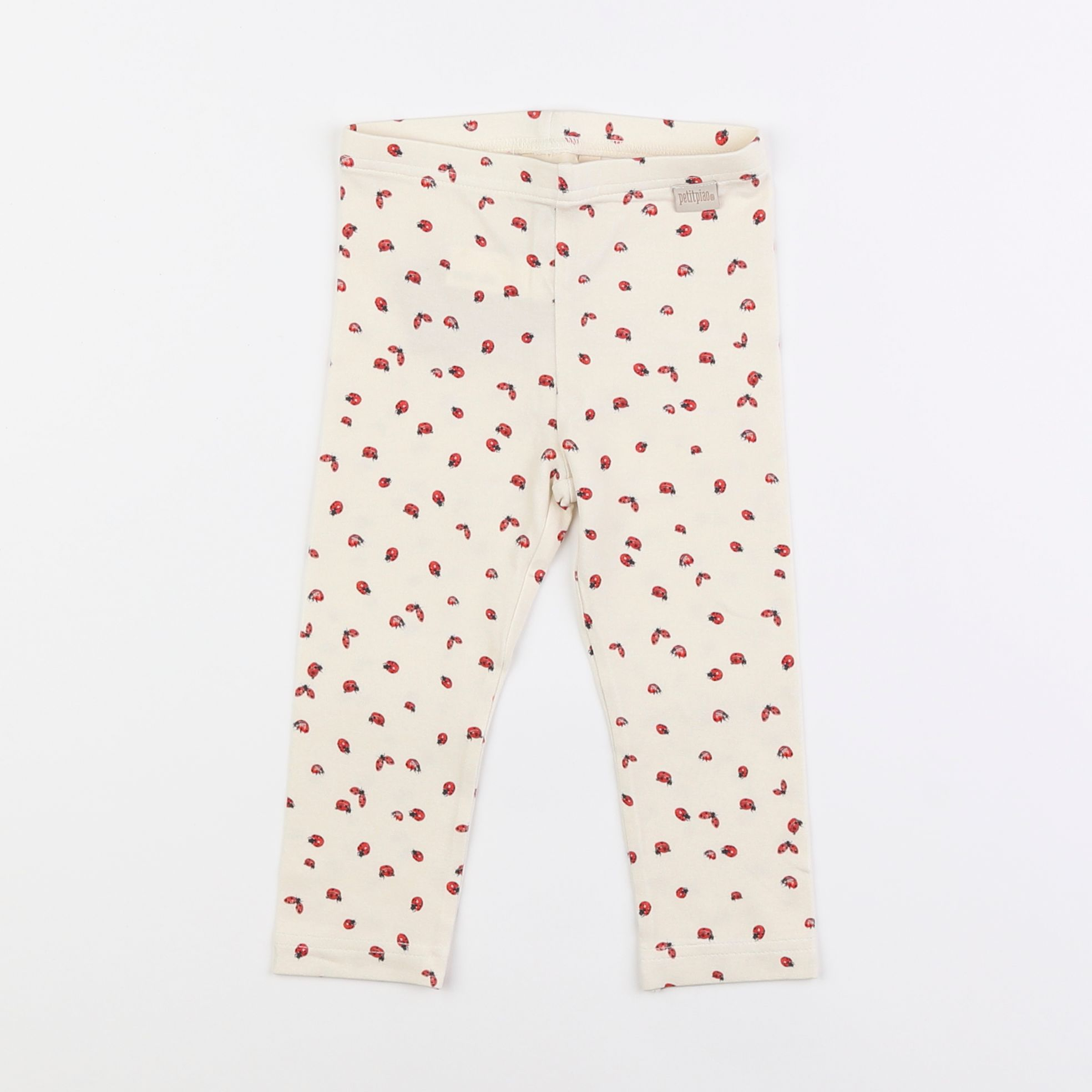 Petit Piao - legging beige, rouge - 12 mois