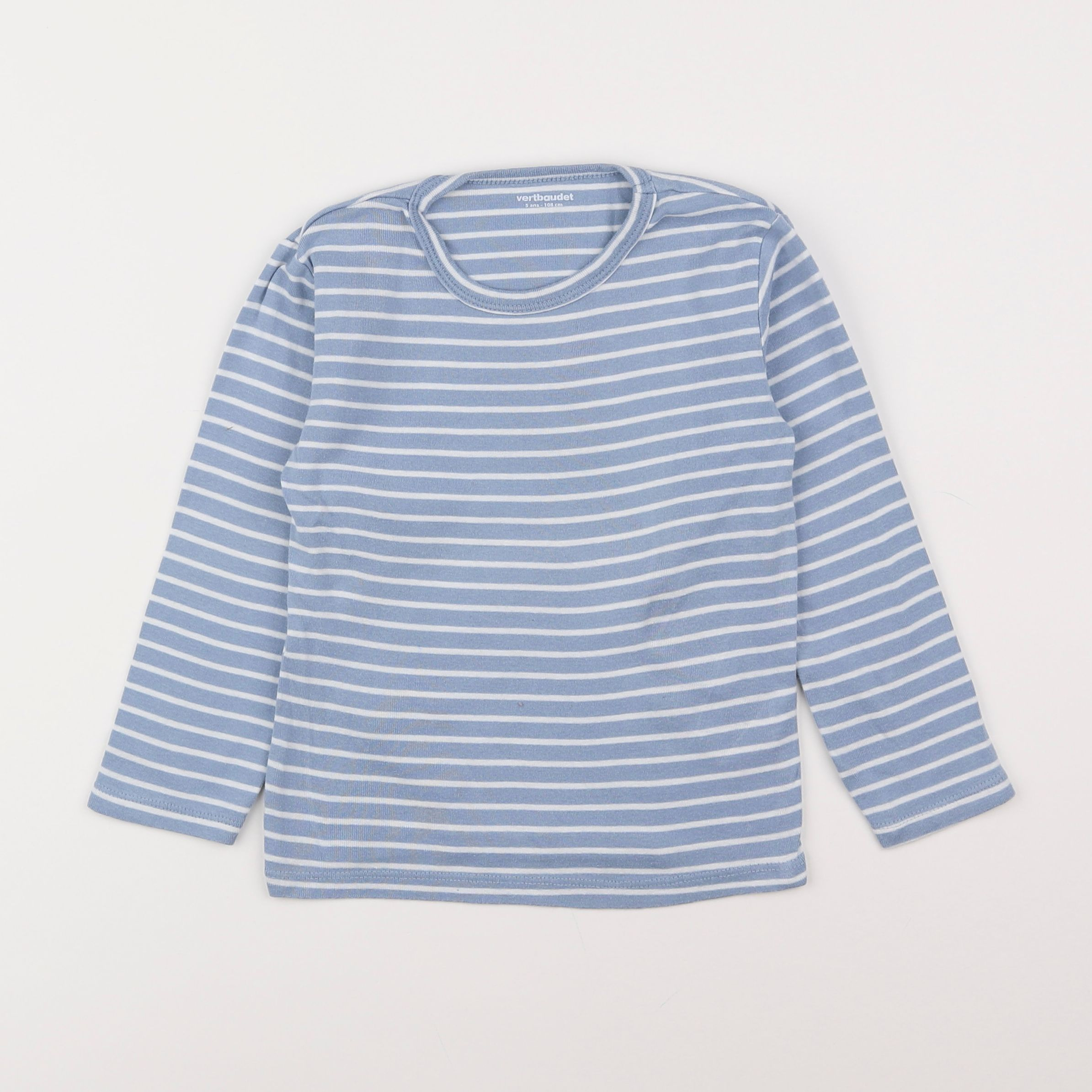 Vertbaudet - tee-shirt bleu, blanc - 5 ans