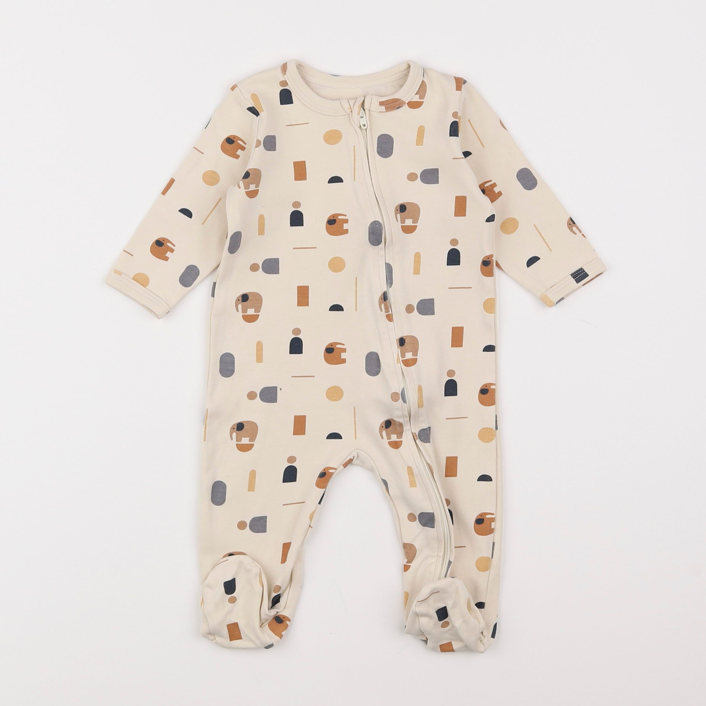 Vertbaudet - pyjama coton beige - 6 mois