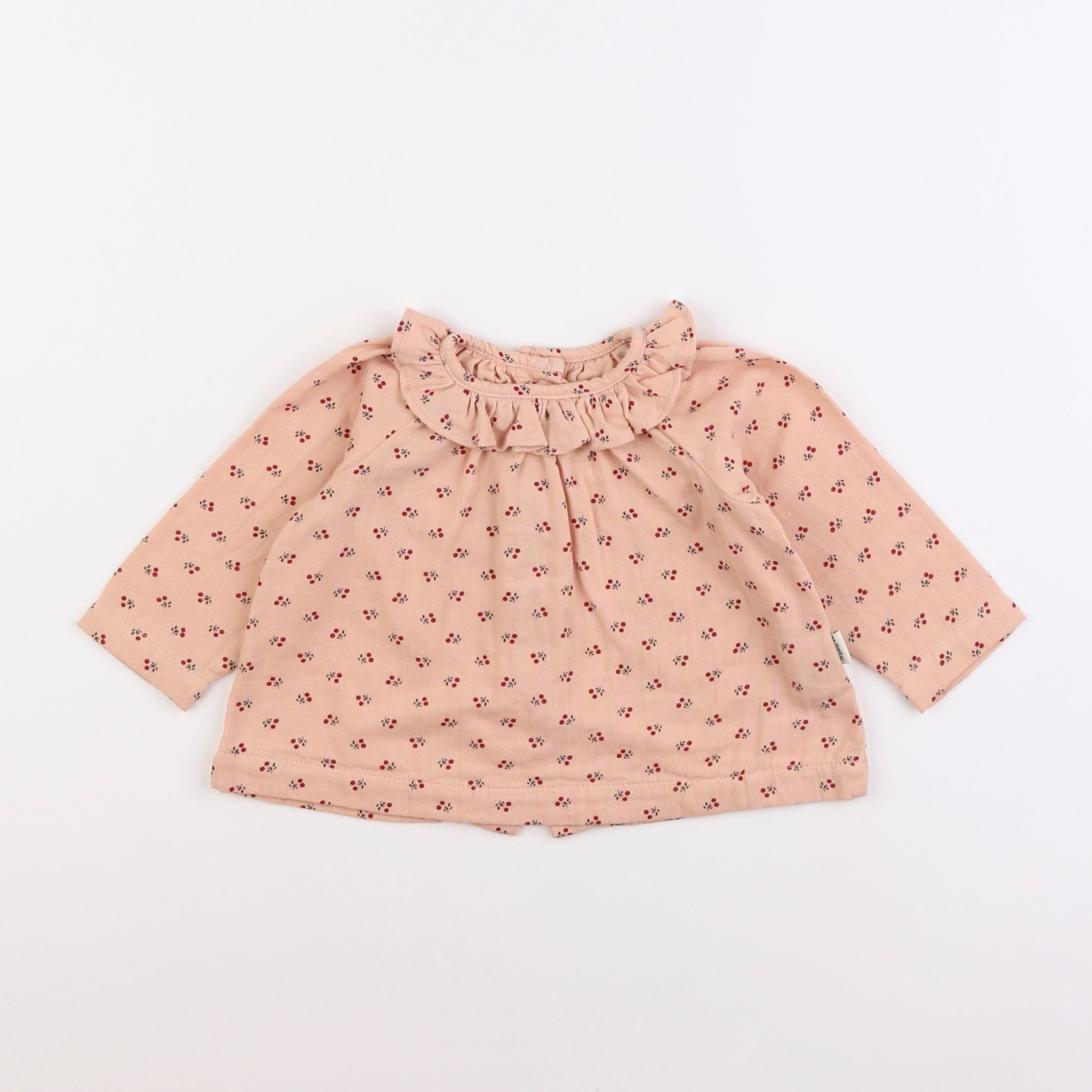 Poudre Organic - blouse rose fleurs rouge - 3 mois