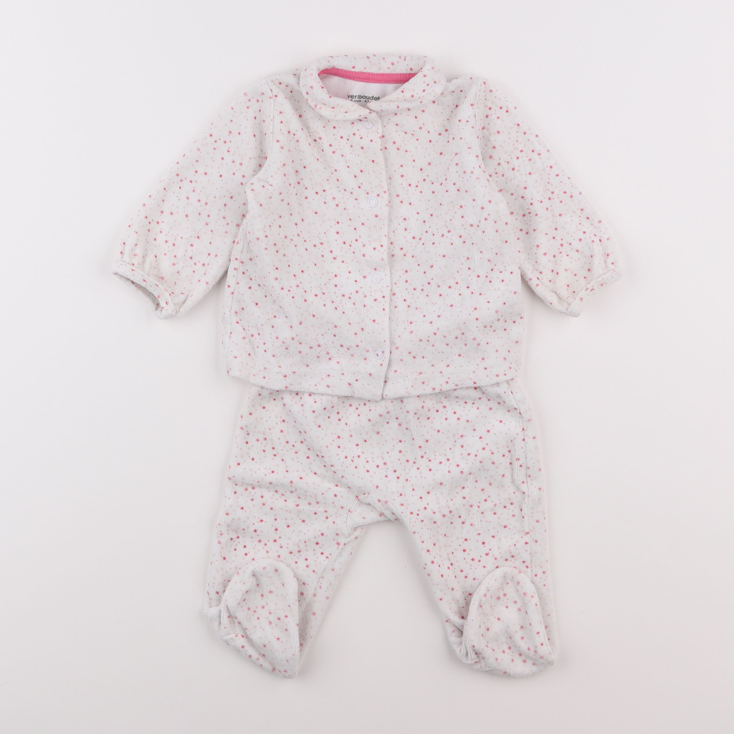 Vertbaudet - pyjama velours multicolore - 6 mois