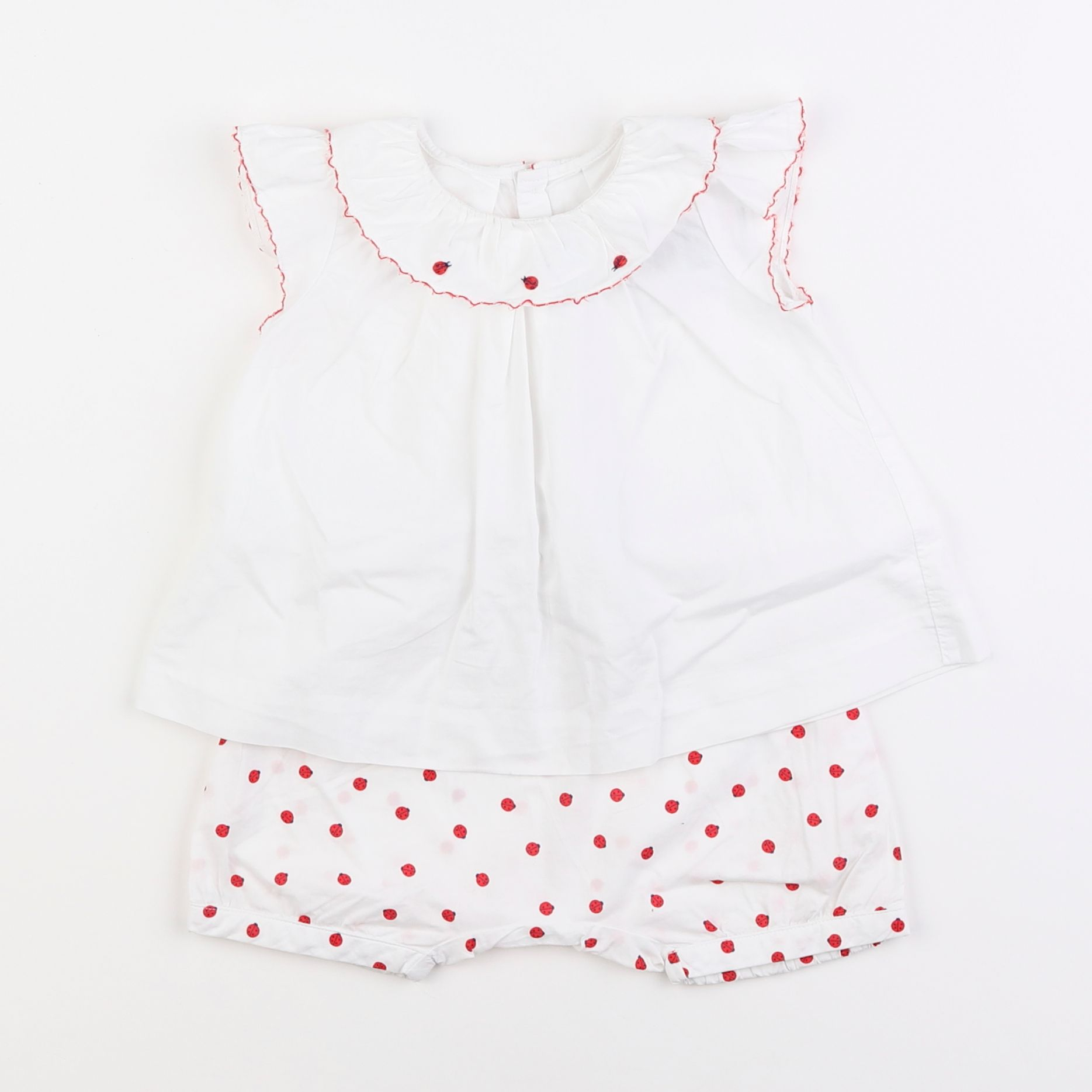 Jacadi - ensemble blanc, rouge - 12 mois