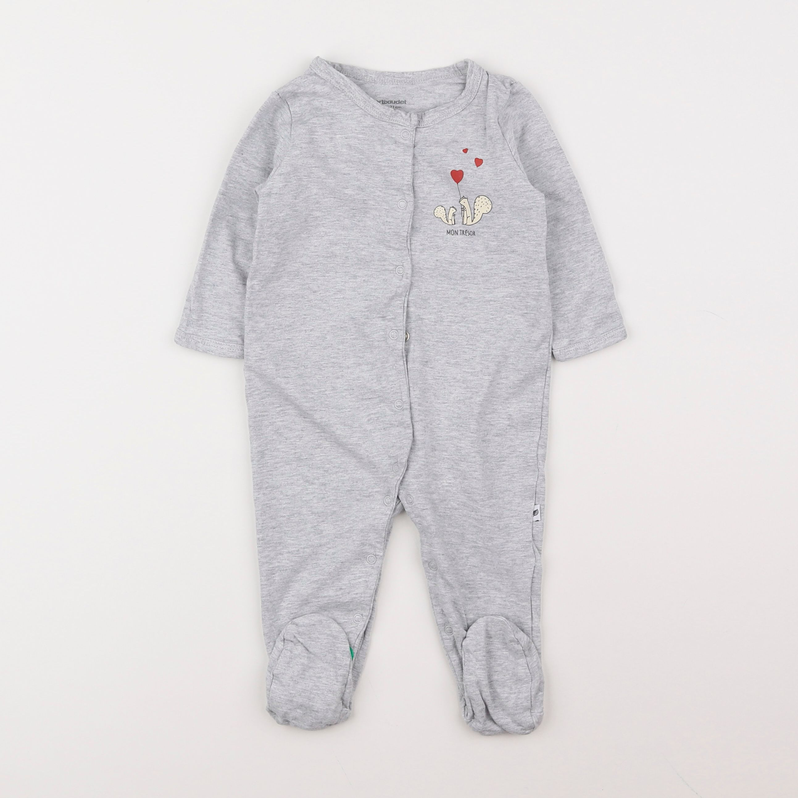 Vertbaudet - pyjama coton gris - 9 mois